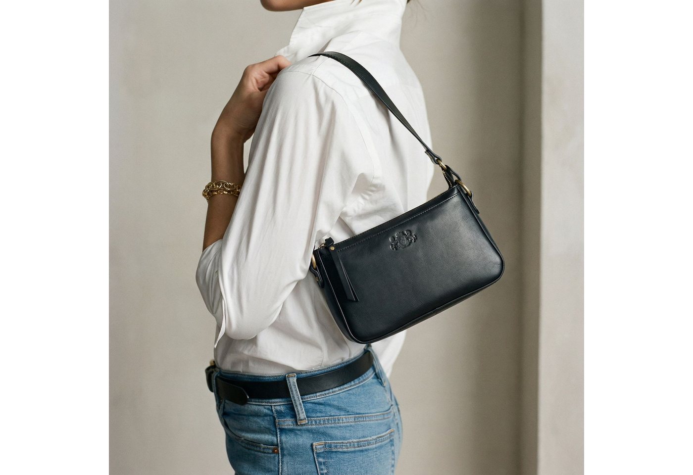 SID & VAIN Umhängetasche SID & VAIN Henkeltasche echt Leder Damen Handtasche Schultertasche, Ledertasche Schultertasche Damen Messenger Bag Glattleder schwarz