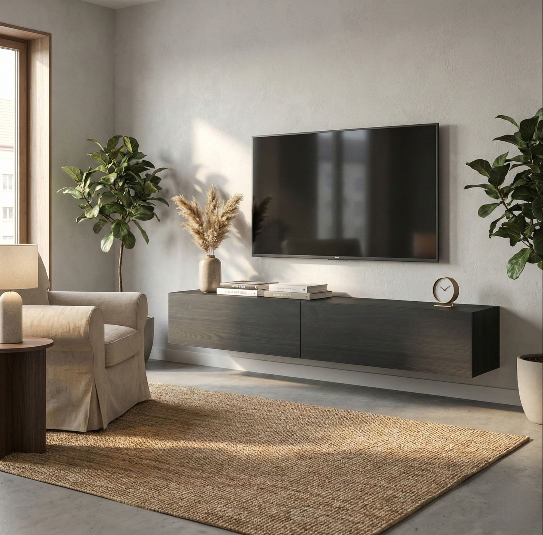 Selsey TV-Schrank BALEO hängendes Designmöbel mit 2 grifflosen Klappen und 2 Fächern 200 cm