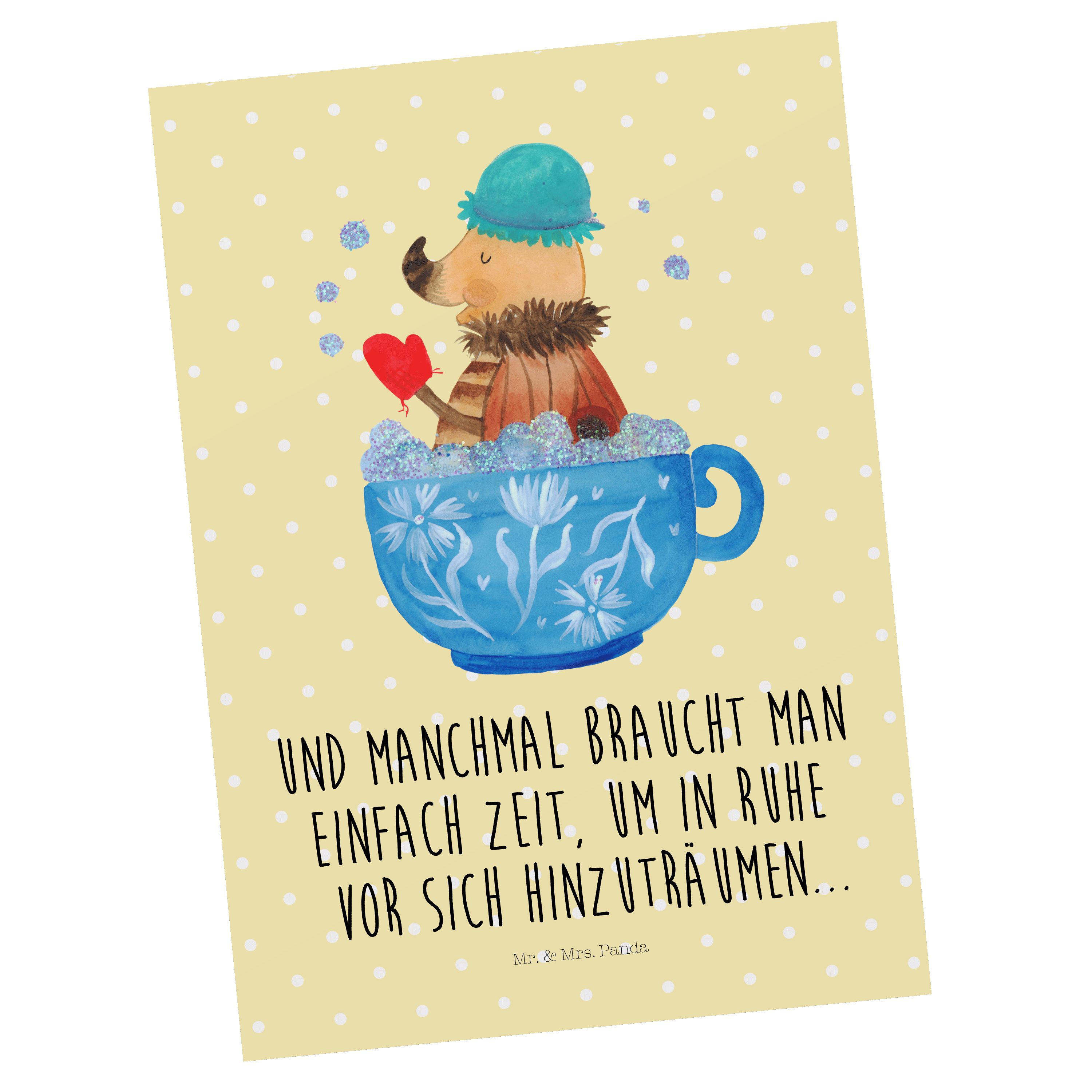 Geschenk, Postkarte Geschenkkarte Mr. Gelb - Schaumbad Nachtfalter Panda Mrs. - & Tiere, Pastell