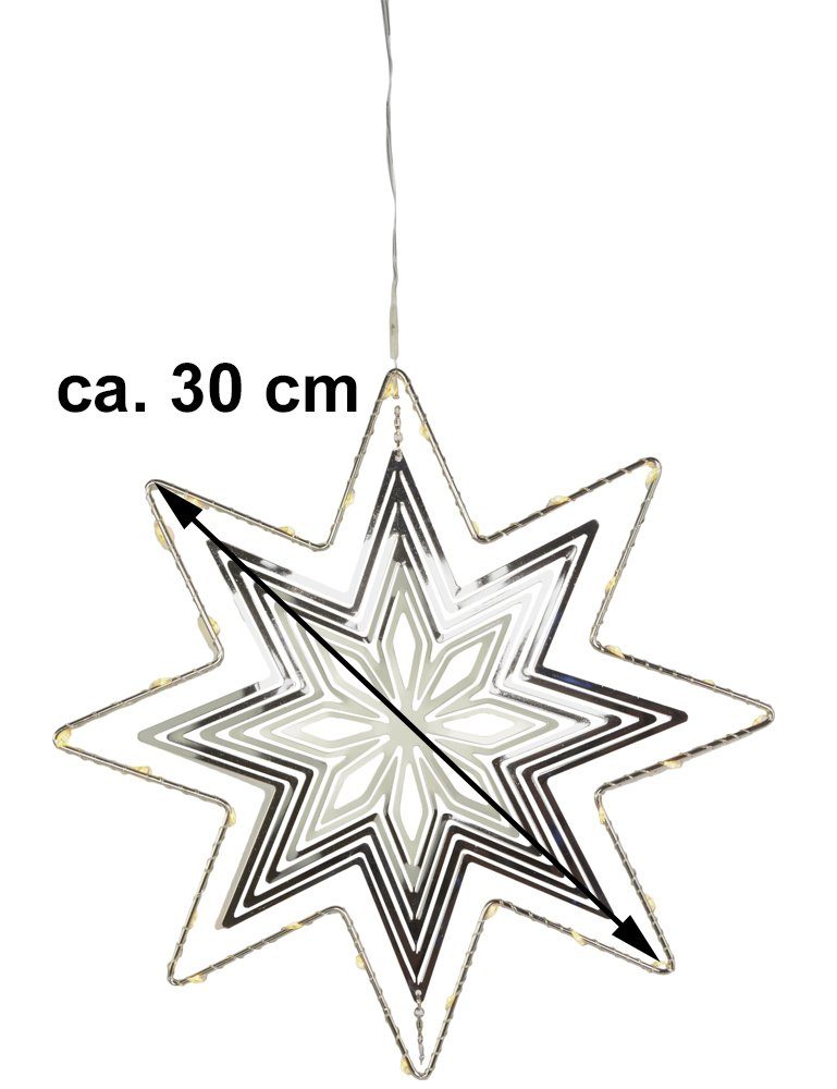 Silber - & 30 RIFFELMACHER 3D Dekostern Ø cm, Beleuchtet Weihnachtsdekoration, LED WEINBERGER Stern Metall