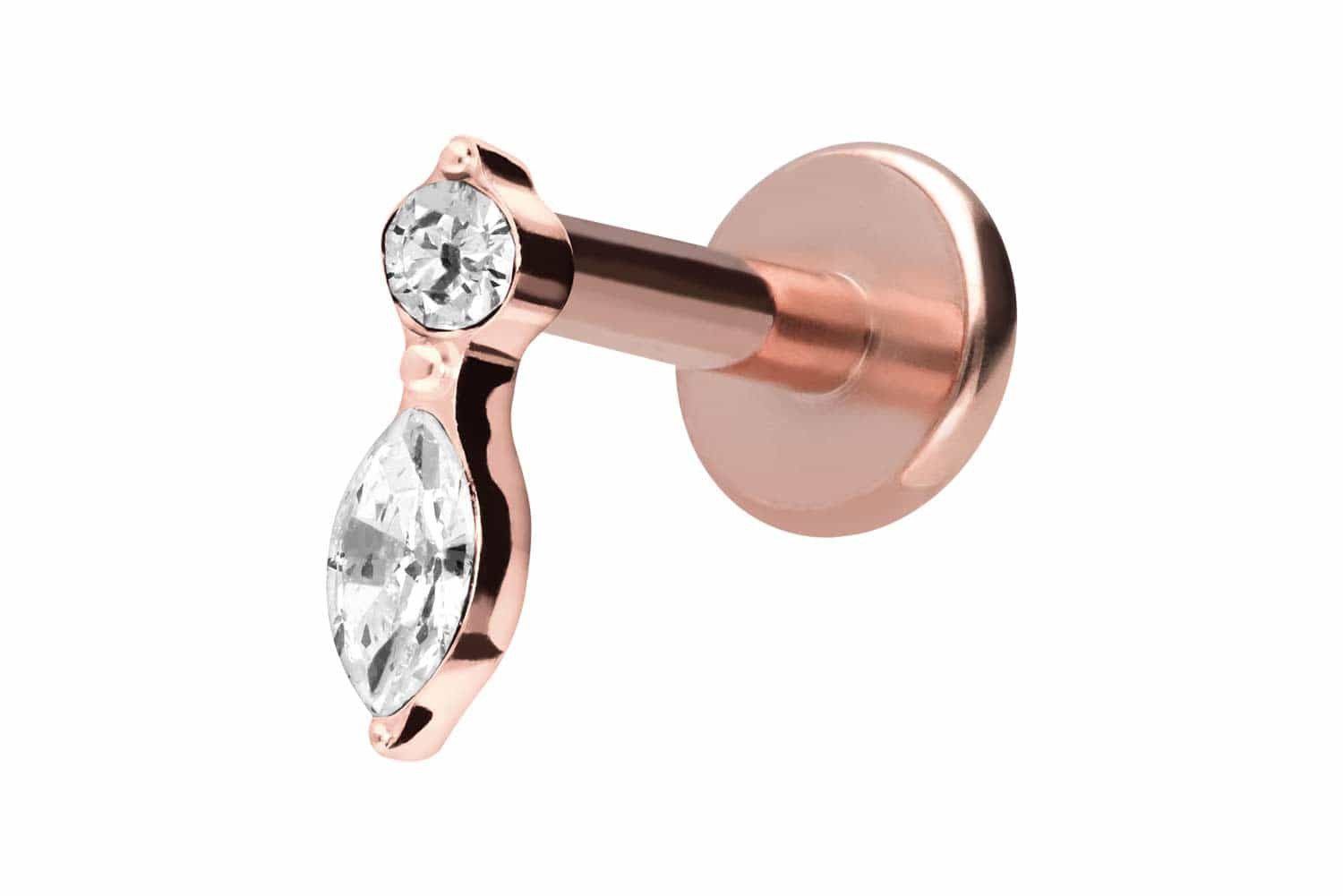 Piercing-Set Titan Labret mit Innengewinde KRISTALLBLATT