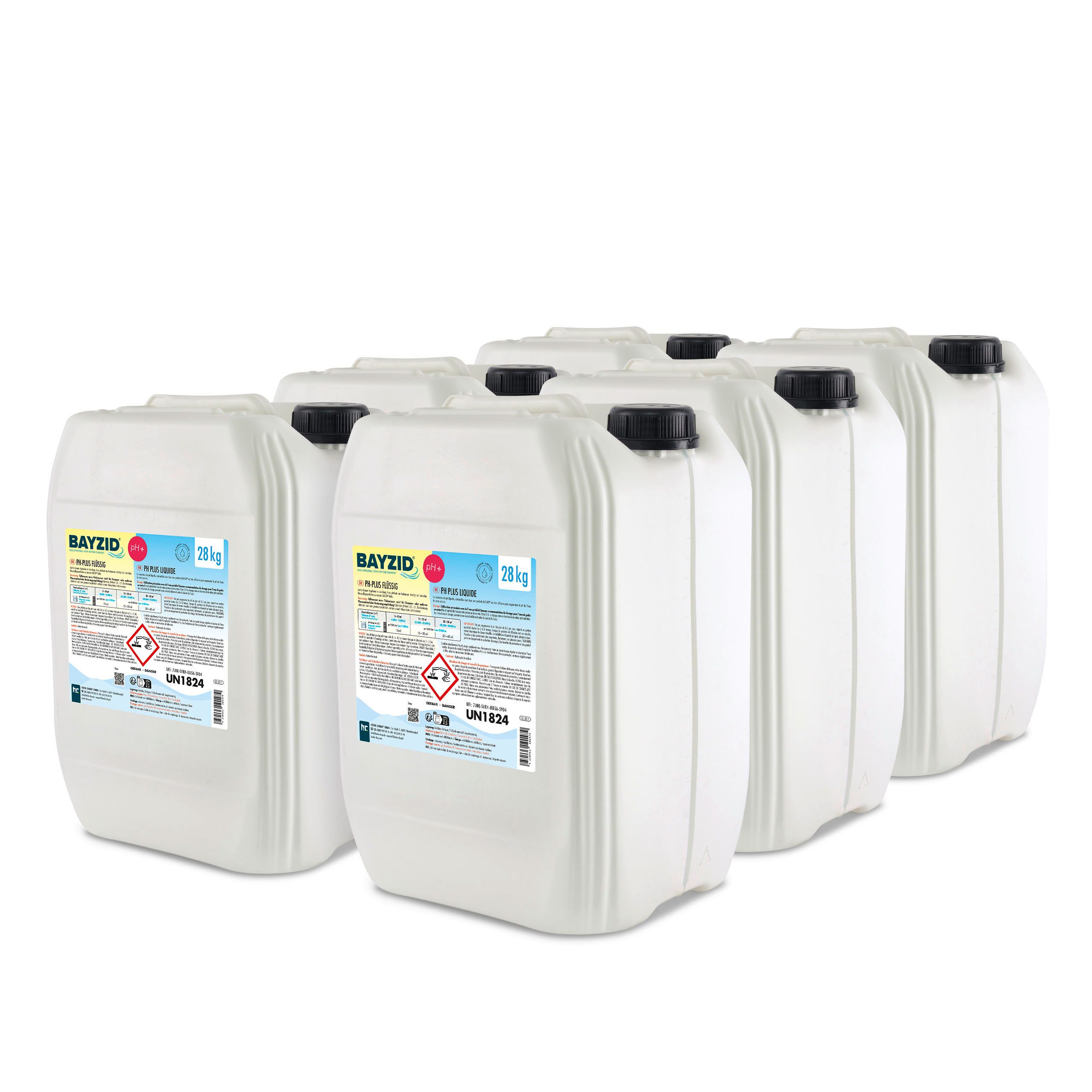 Höfer Chemie GmbH Poolpflege 6x 28 kg BAYZID® pH Plus flüssig, Zuverlässige Regulierung des pH-Werts