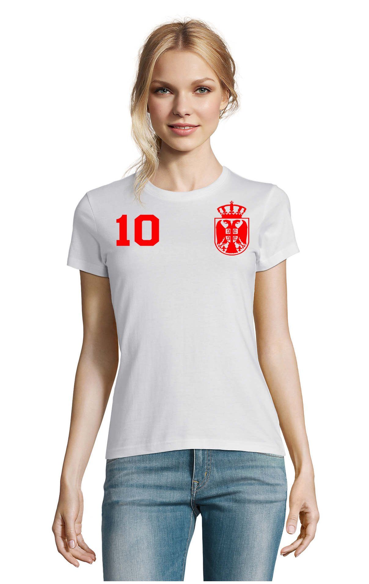 T-Shirt Damen Serbien Serbia Sport Trikot Fußball Meister WM Europa EM