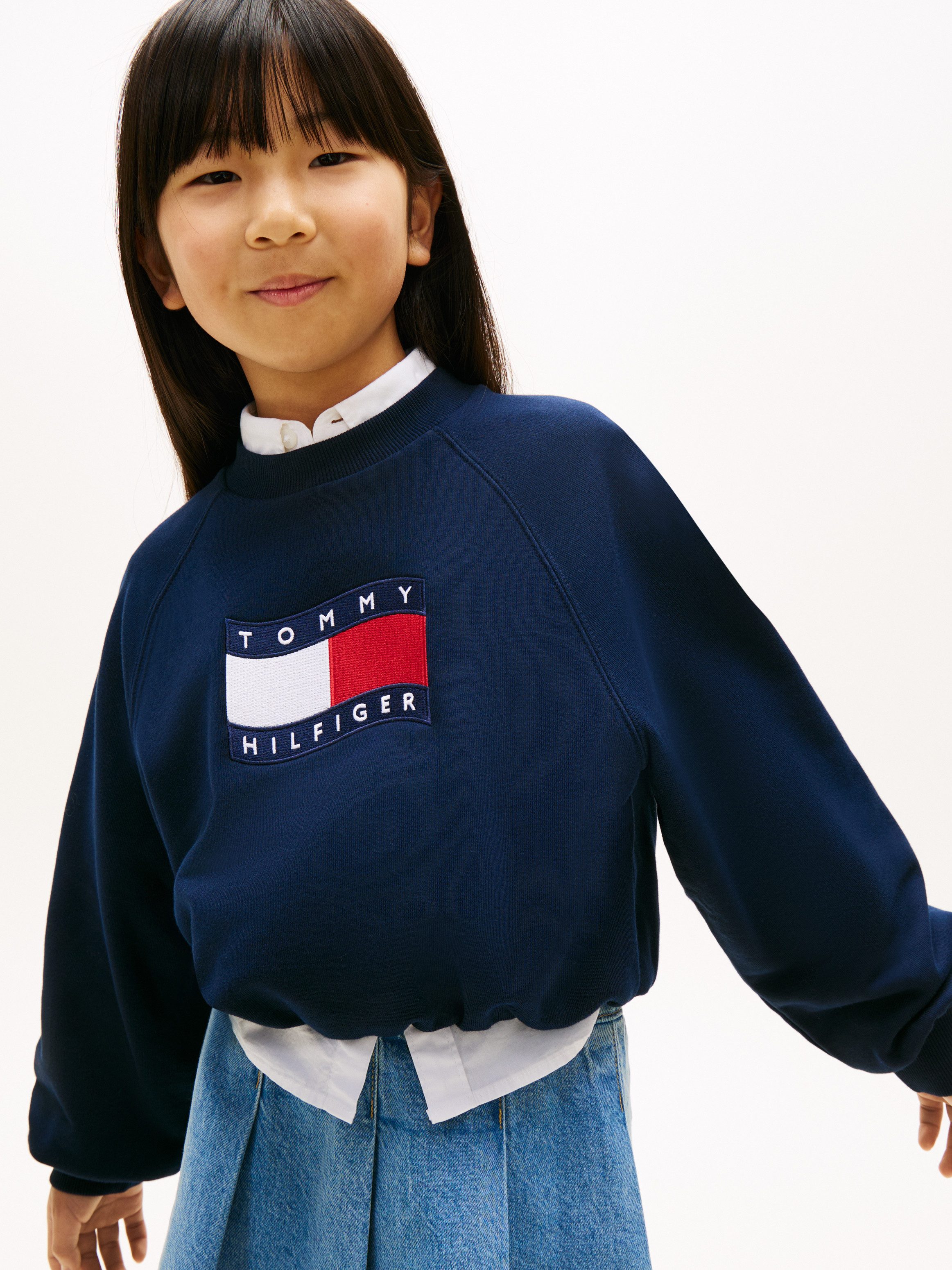Tommy Hilfiger Sweatshirt TOMMY WAVE FLAG CREWNECK Kinder bis 16 Jahre, verdeckter Saum, relaxed fit