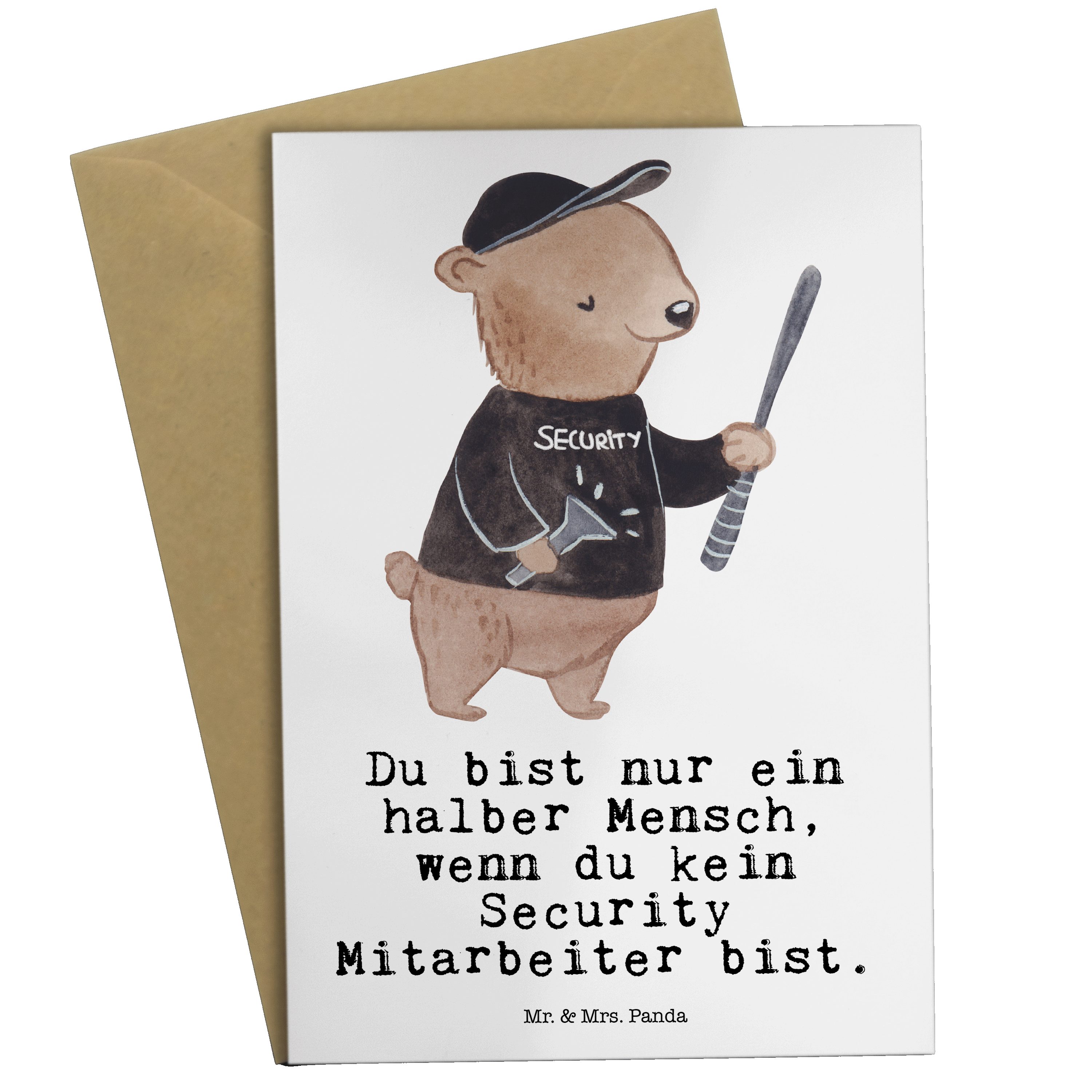 & Kol - mit Mrs. Grußkarte Einladungskarte, Security Herz Mitarbeiter Panda Weiß - Geschenk, Mr.