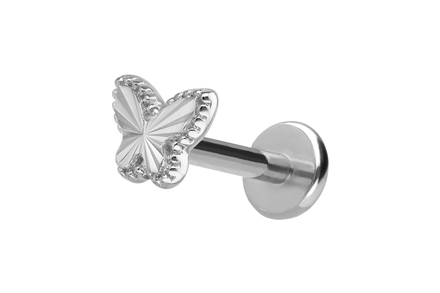 PIERCINGLINE Piercing-Set Titan Labret mit Innengewinde + 925er Silber Aufsatz SCHMETTERLING (Labrets, 1-tlg)