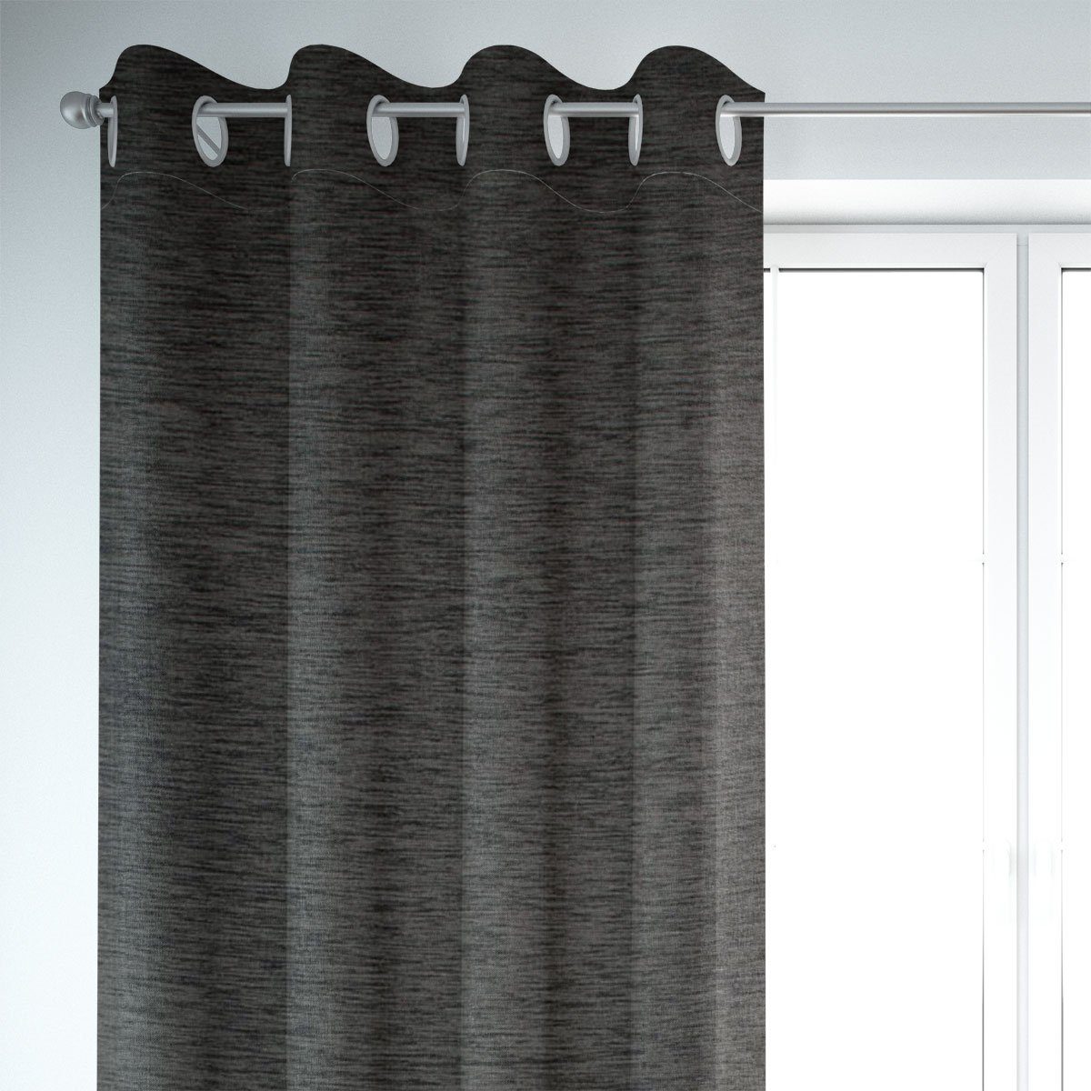 SCHÖNER LEBEN. Vorhang Thermovorhang Kälteschutz grau 245cm von SCHÖNER LEBEN., Ösen, abdunkelnd, Kunstfaser, handmade
