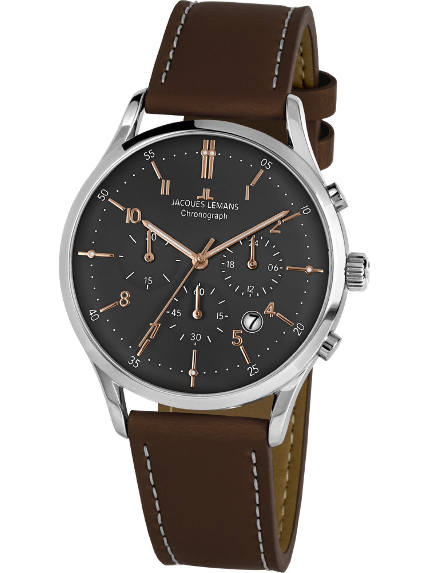 Jacques Lemans Chronograph Jacques Lemans Herren-Uhren Analog Quarz, Klassikuhr