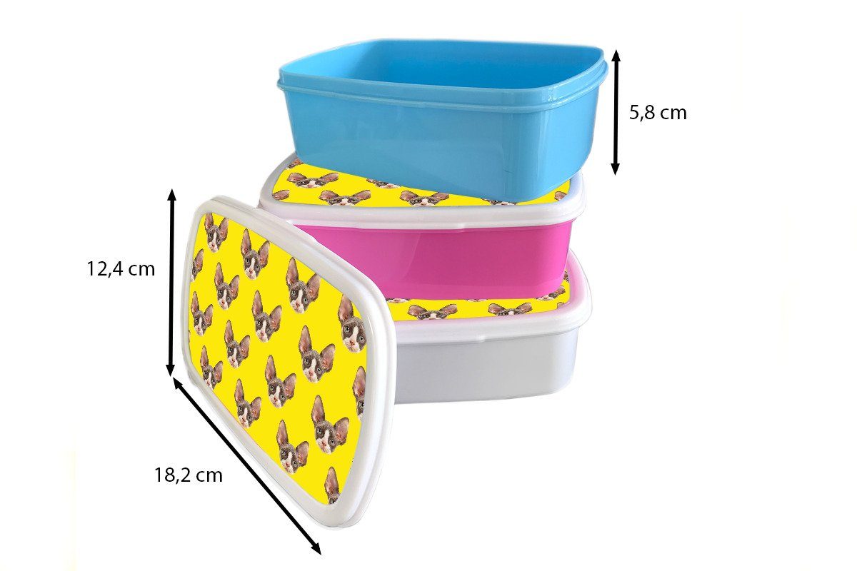MuchoWow - (2-tlg), weiß und für für Muster Jungs Erwachsene, Brotdose, Haustiere Mädchen Kinder und Kunststoff, Brotbox Gelb, - Lunchbox
