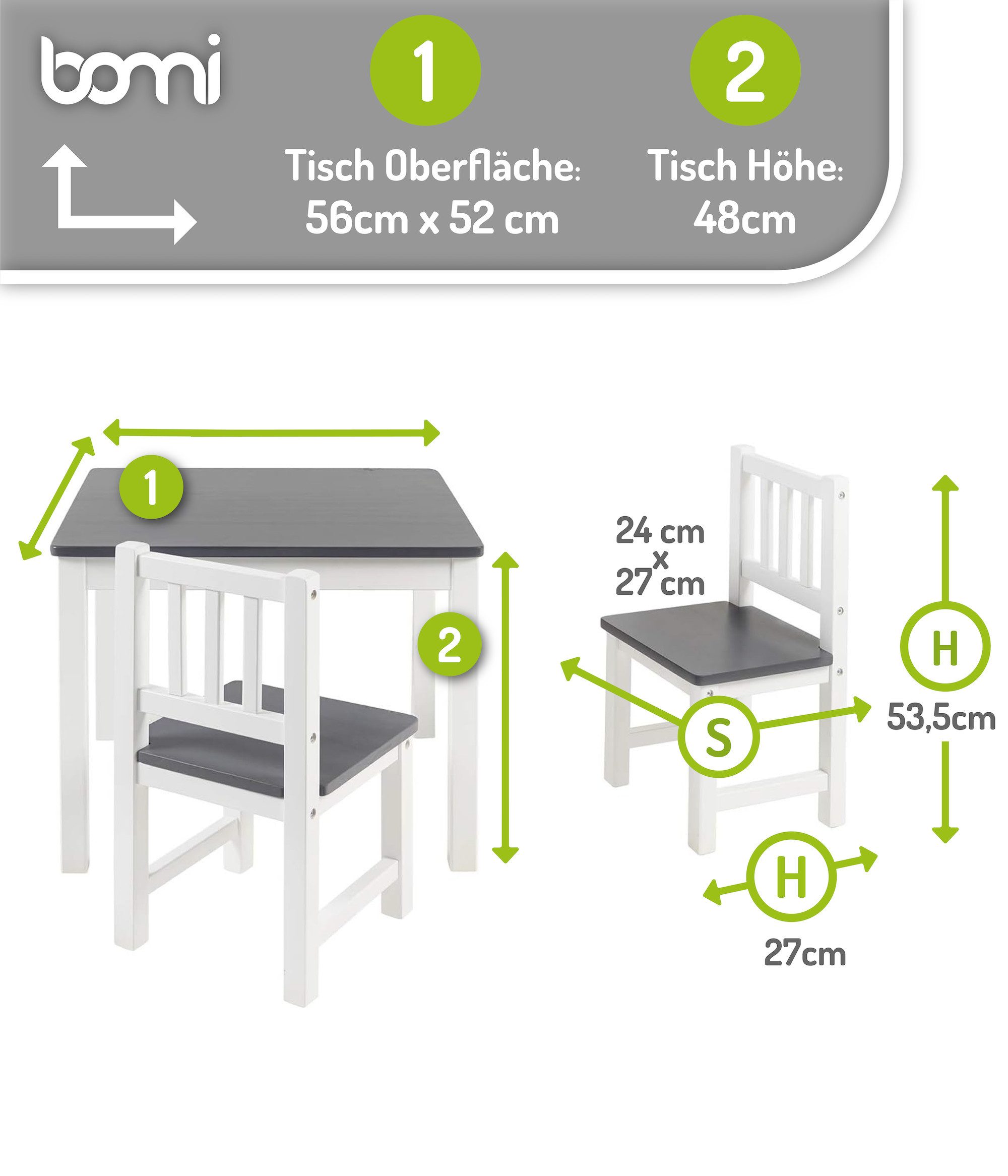 BOMI Kindersitzgruppe Holzsitzgruppe Amy, (Set, 3-tlg., oder 5 tlg. erhältl günstig online kaufen