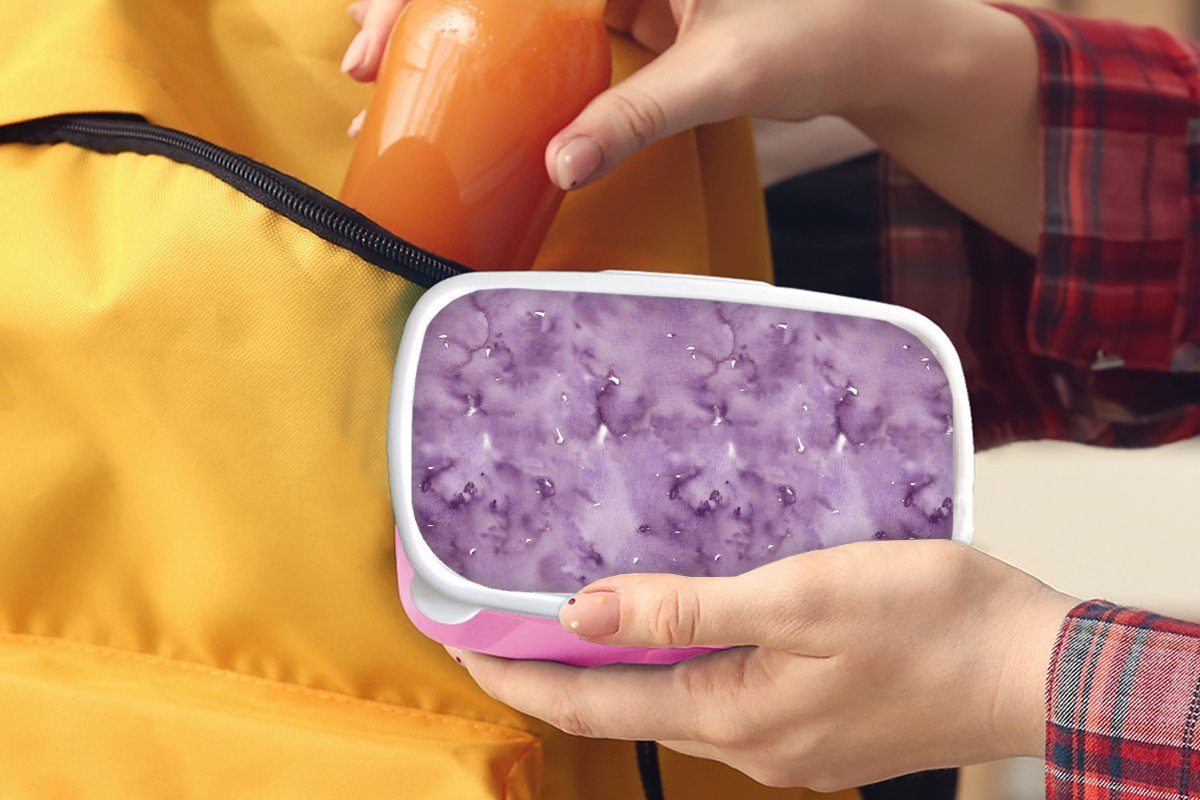 Brotdose rosa Kunststoff Mädchen, Lila, Snackbox, für Muster Aquarell (2-tlg), MuchoWow - Kinder, - Erwachsene, Brotbox Kunststoff, Lunchbox