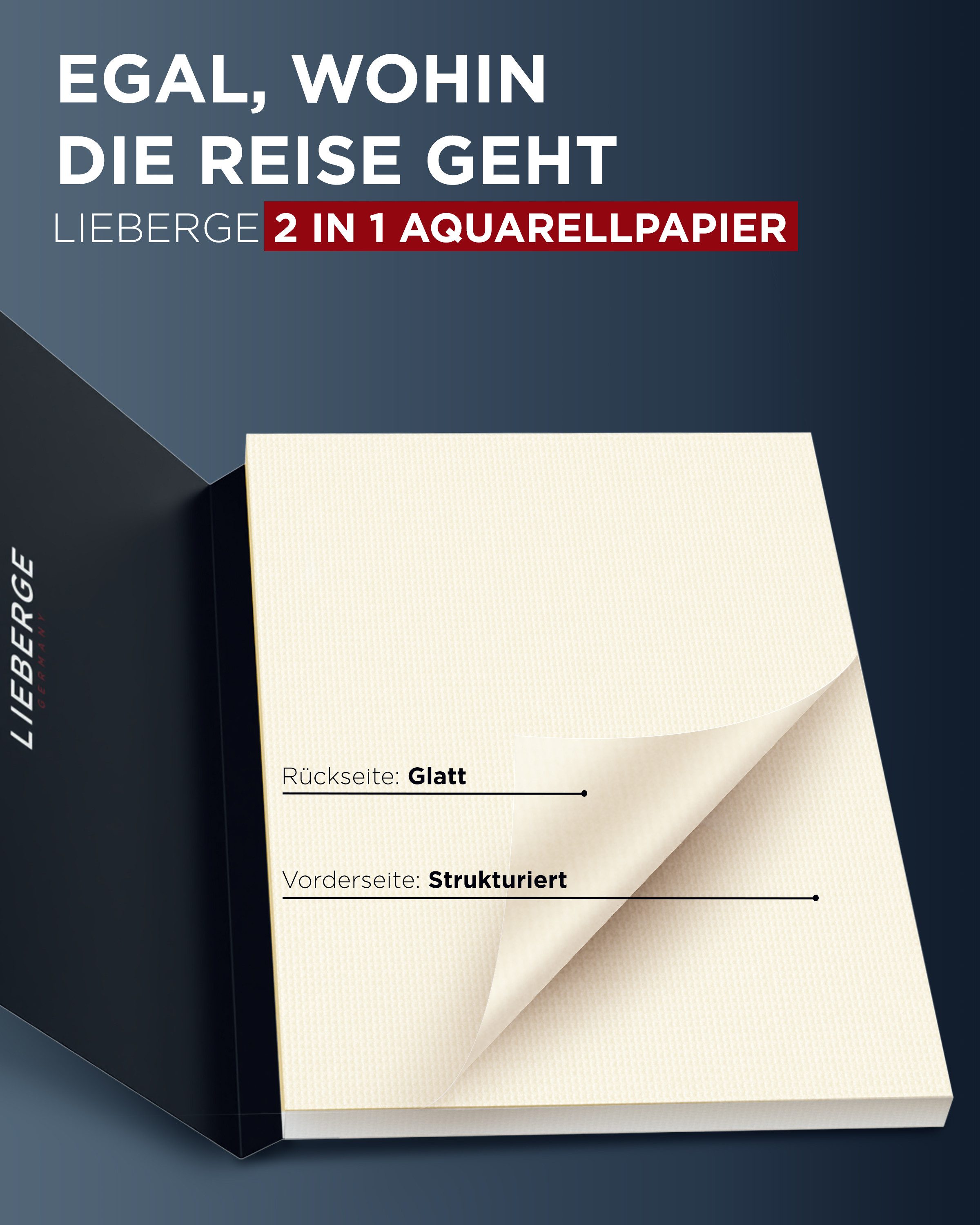 LIEBERGE Aquarellpapier Premium A4 300g – made in Germany – 30 Blatt verleimt, 300g/m², grobes Feinkorn, verleimt, für Anfänger, für Fortgeschrittene – Bild 5 von 5