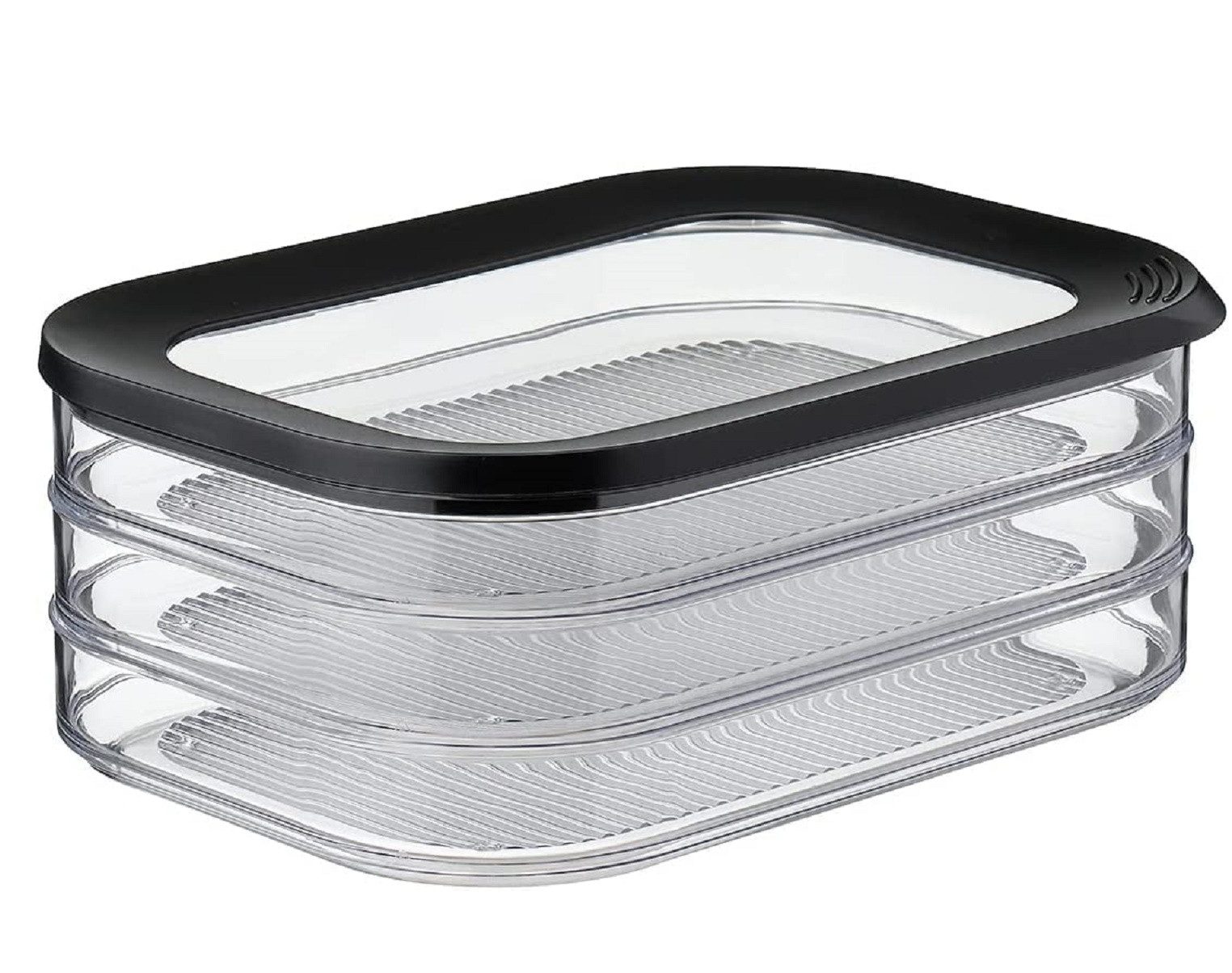 Mepal Vorratsdose Modula für Aufschnitt 3-lagig schwarz – 3 x 550 ml Aufschnittbox, SAN/PE