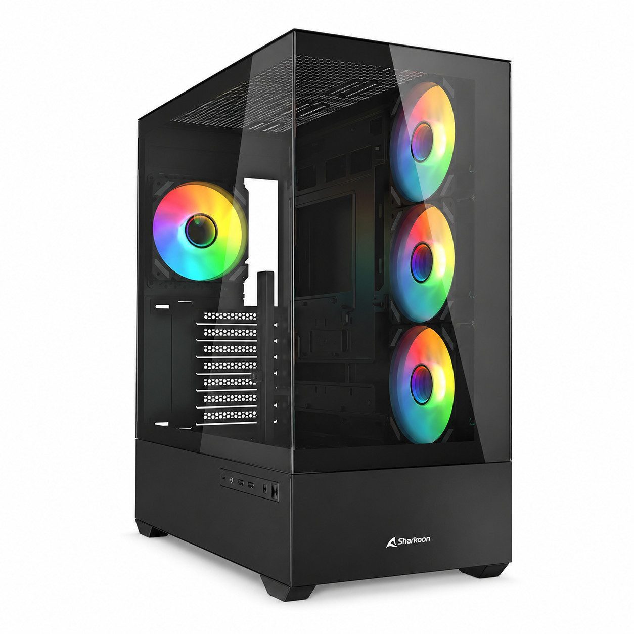 Sharkoon PC-Gehäuse RGB Gaming PC Gehäuse AK6 ATX Computer Tower Computergehäuse, Gaming Gehäuse Computer-Gehäuse Micro PC Computer Gaming Tower