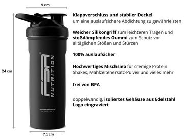 FSA Nutrition Trinkflasche Edelstahl 750 ml Thermoflasche Doppelwandig für kühle Shakes, inkl. Mischsieb
