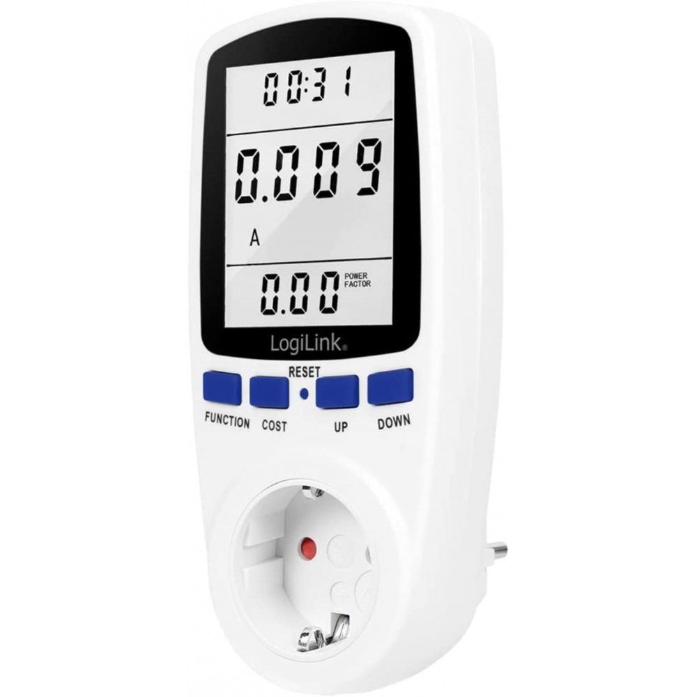 LogiLink Energiekostenmessgerät EM0003 - Energiekosten Messgerät - Messtechnik - Strom - weiß | Verbrauchszähler
