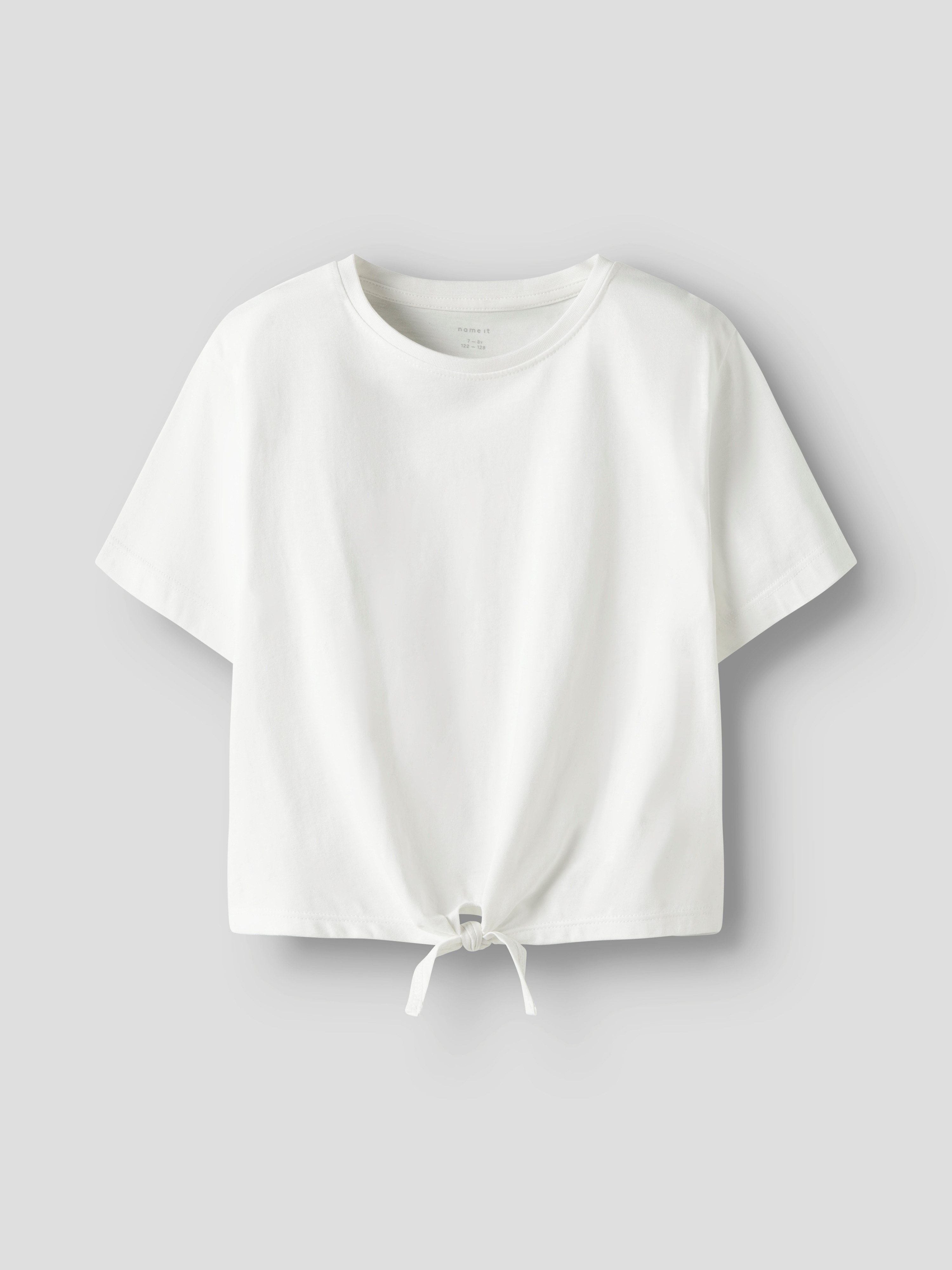 Name It Kurzarmshirt NKFVAYA SS LOOSE TOP NOOS Baumwolle, Schleifen-Detail am Saum