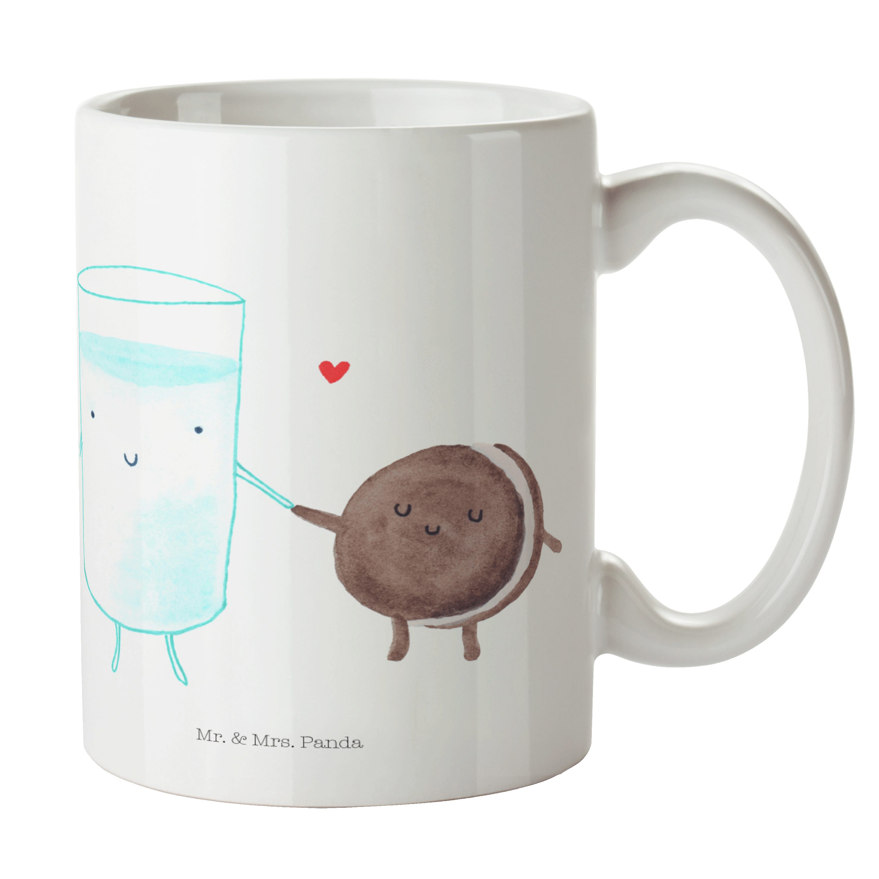 Mr. & Mrs. Panda Tasse Milch & Keks - Weiß - Geschenk, Gute Laune, Keramiktasse, romantisch, Keramik