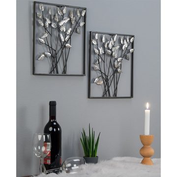 CREEDWOOD Wanddekoobjekt WAND DEKO BLÄTTER, Metall, silber, 30x30cm, Wandbild, Wandschmuck