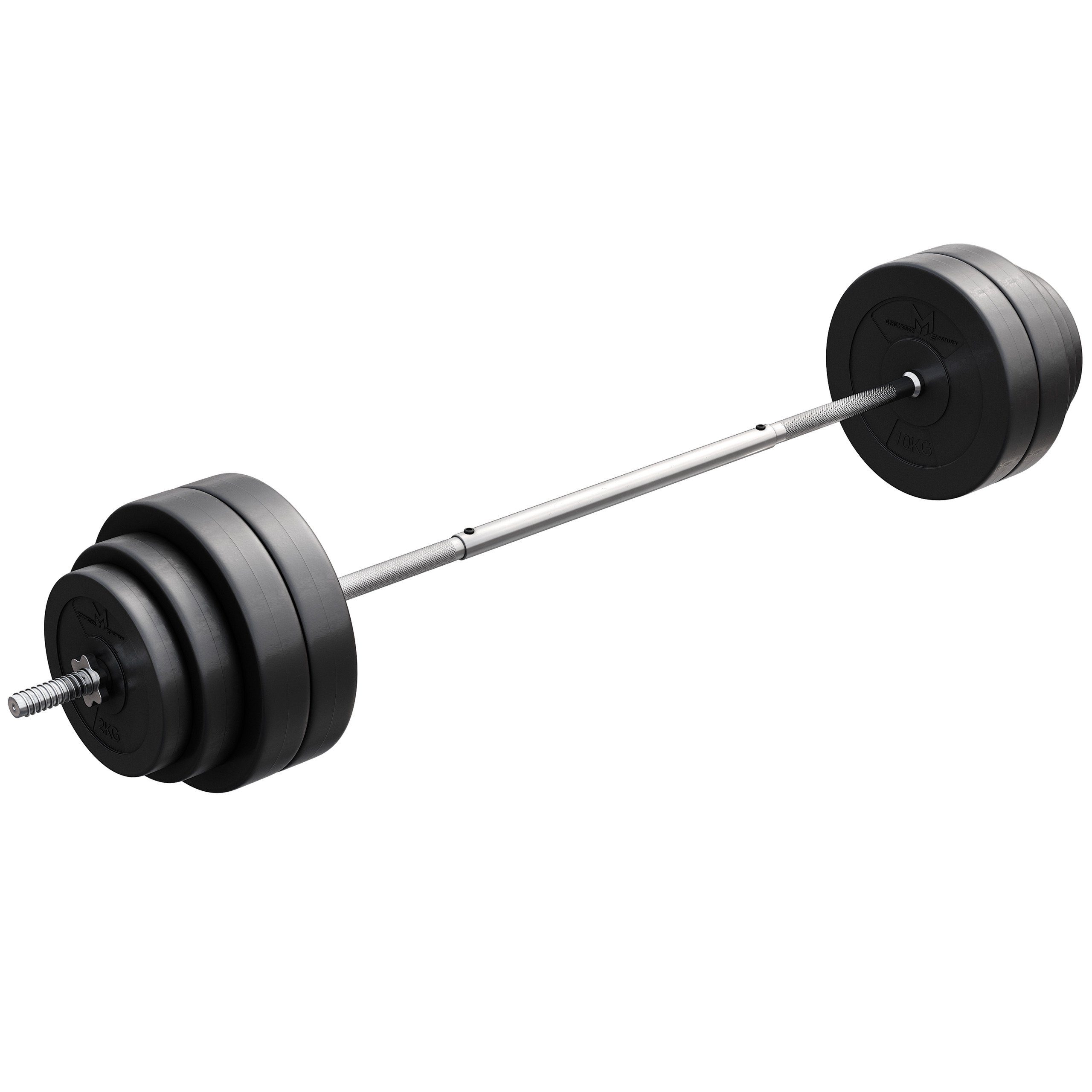 Hantel-Set 60kg - Langhantelstange, Hantelscheiben, 25mm, Chrom - Langhantel Set