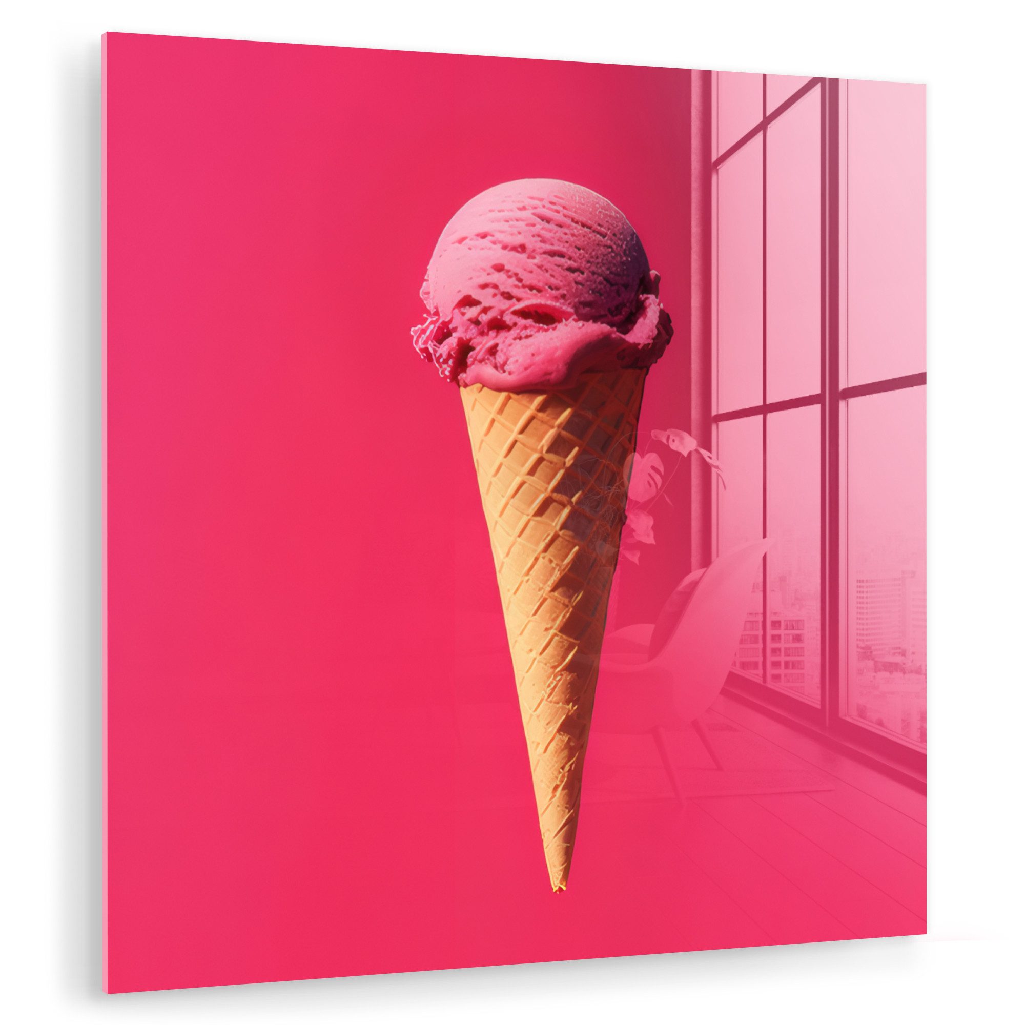MuchoWow Acrylglasbild Schaufel Eiscreme - Rosa günstig online kaufen