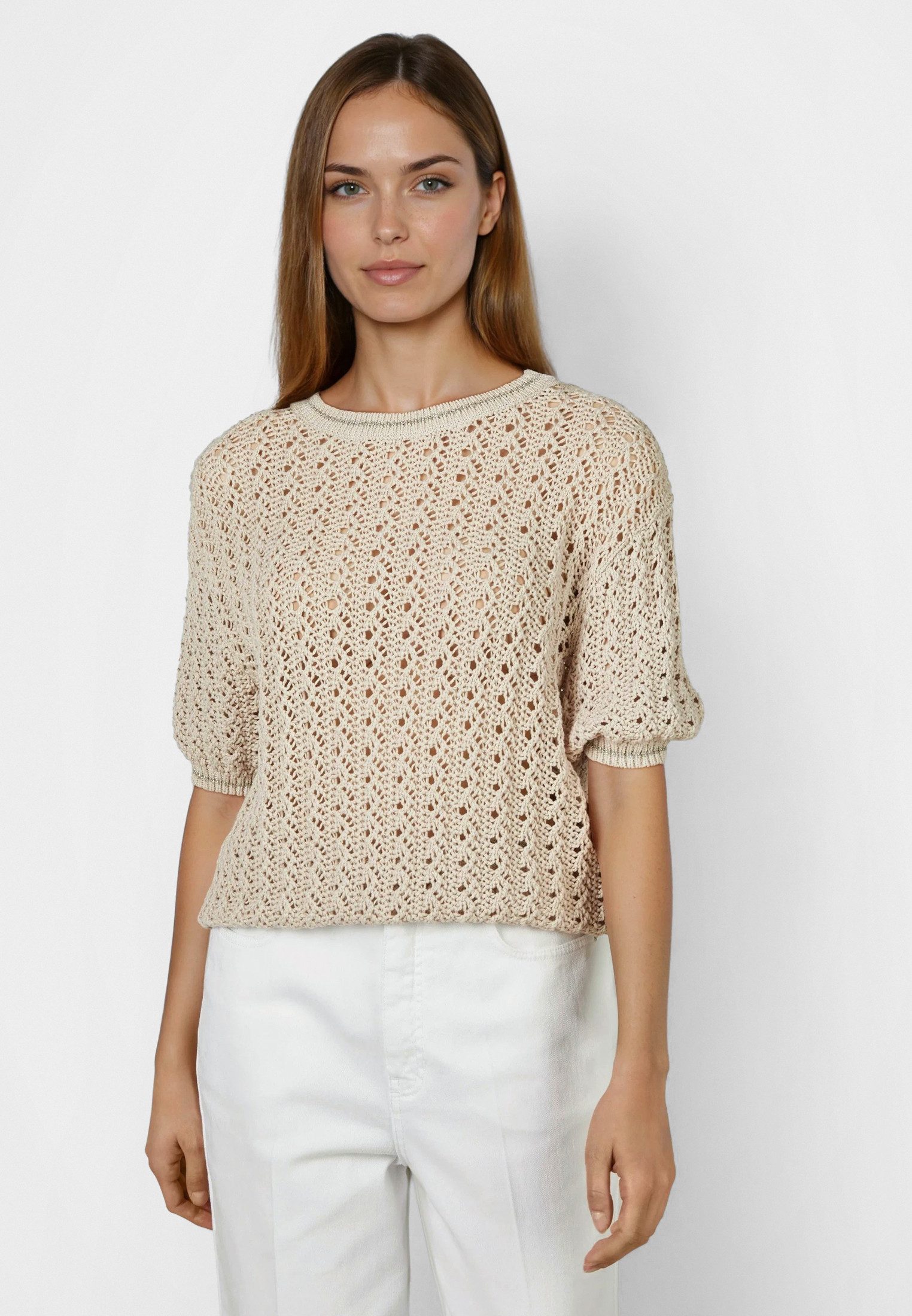 MARC AUREL Strickpullover mit Lurex-Ringeln