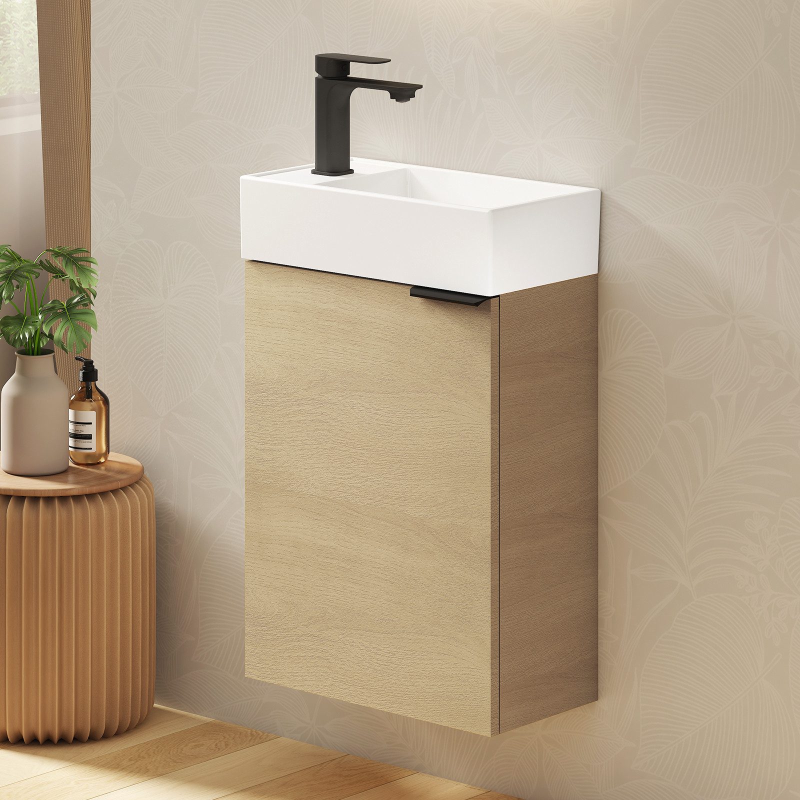 EMKE Waschtisch Waschtisch mit Unterschrank 41,7 cm klein Badmöbel für bad und wc (2-St), Waschtischunterschrank mit Waschbecken, hängend Wandmontage