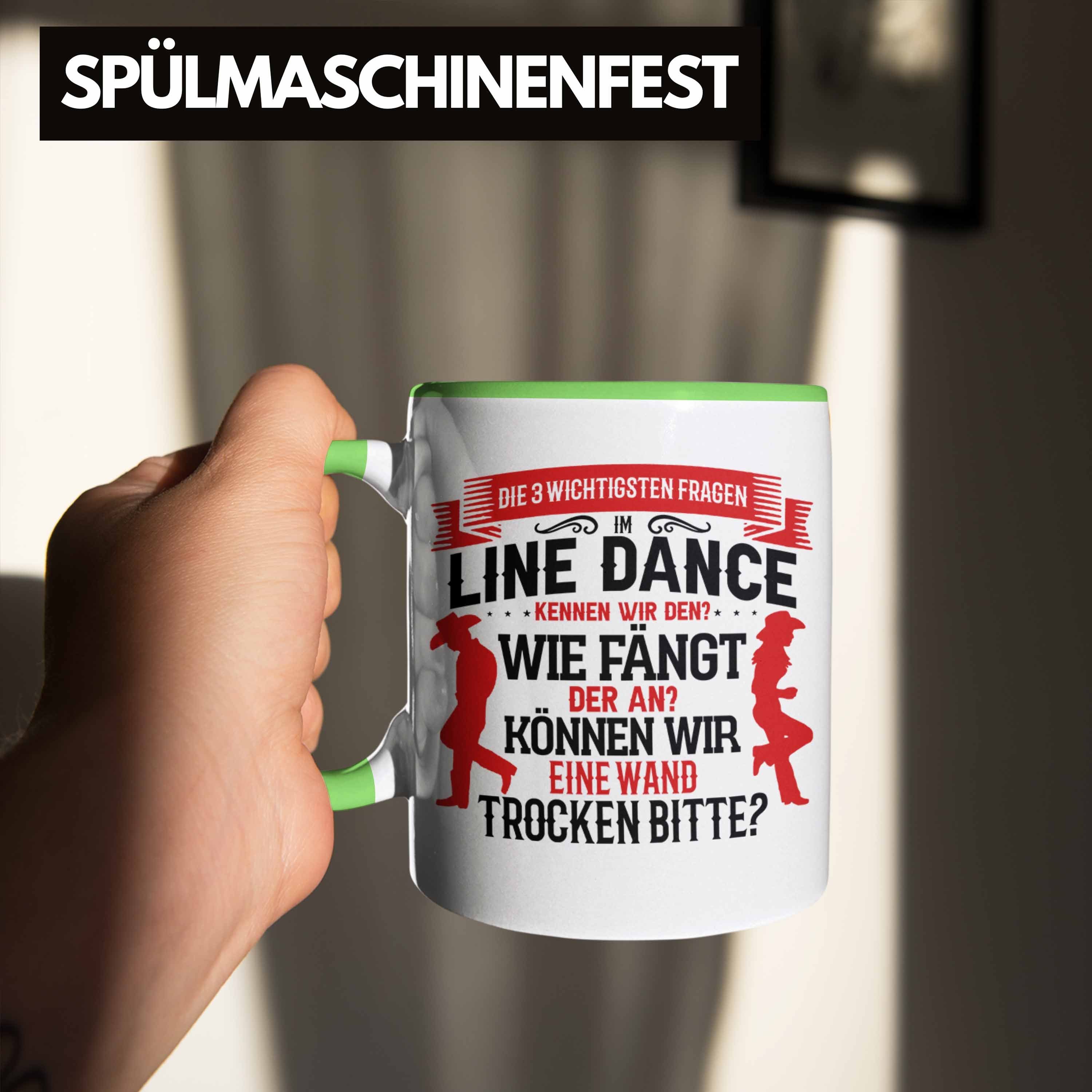 Trendation Tasse Line Dance Tasse Linedance Spruch Geschenk Grün Sprüche Kafffeetasse