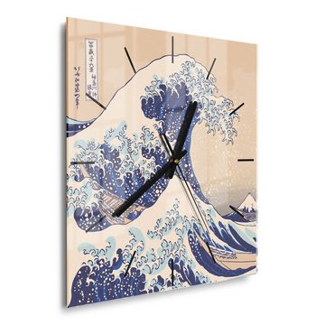 DEQORI Wanduhr 'Große Welle vor Kanagawa' (Glas Glasuhr modern Wand Uhr Design Küchenuhr)
