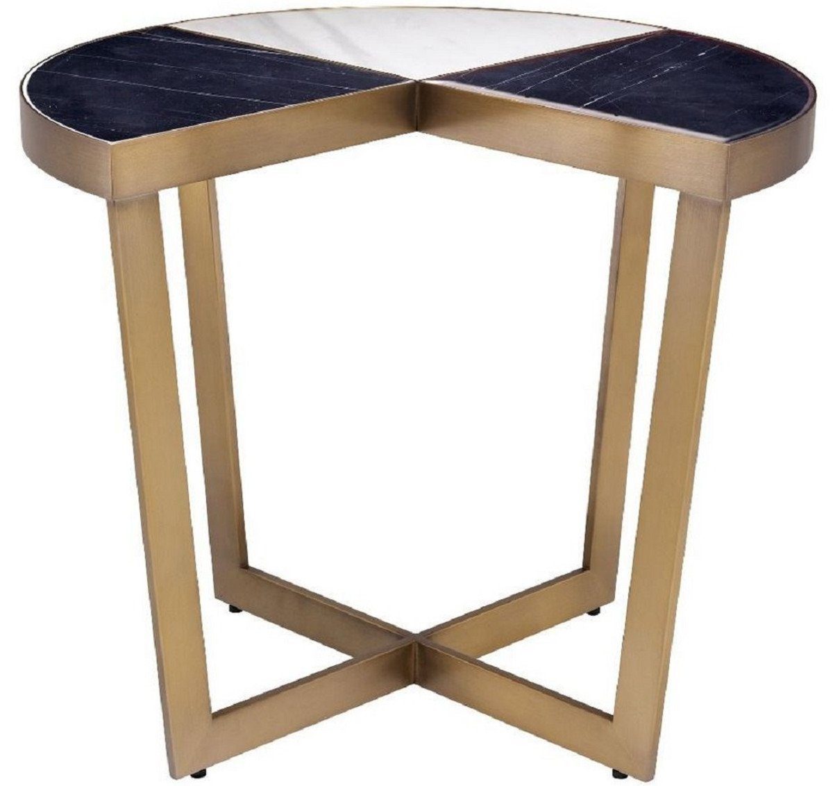 / Messingfarben Beistelltisch Beistelltisch Marmor mit Padrino Luxus Tischplatte Weiß x / Möbel Ø Luxus 60 Casa H. 50,5 - Schwarz cm Edelstahl