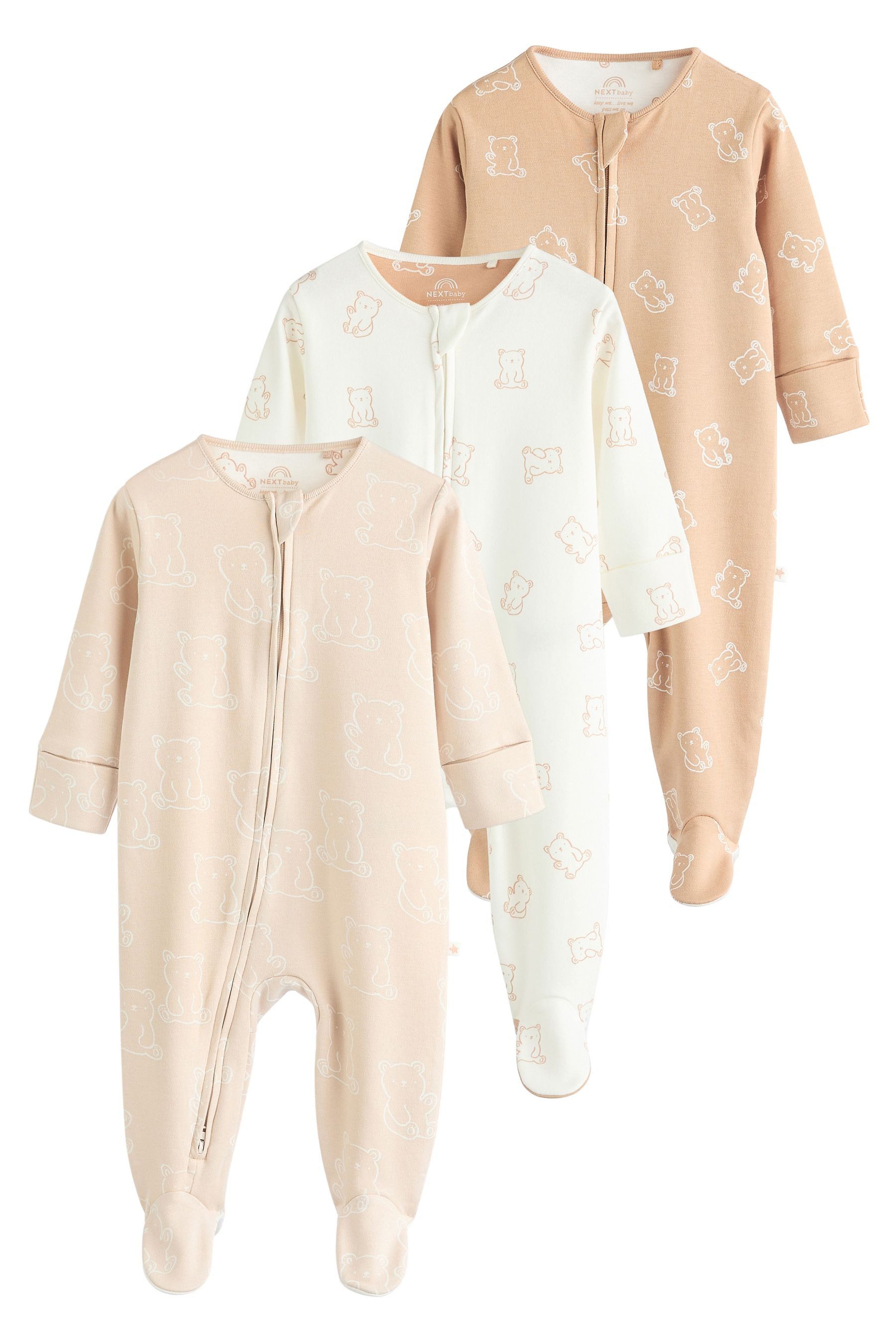 Schlafoverall 3er-Pack Baby-Schlafanzüge, Bär