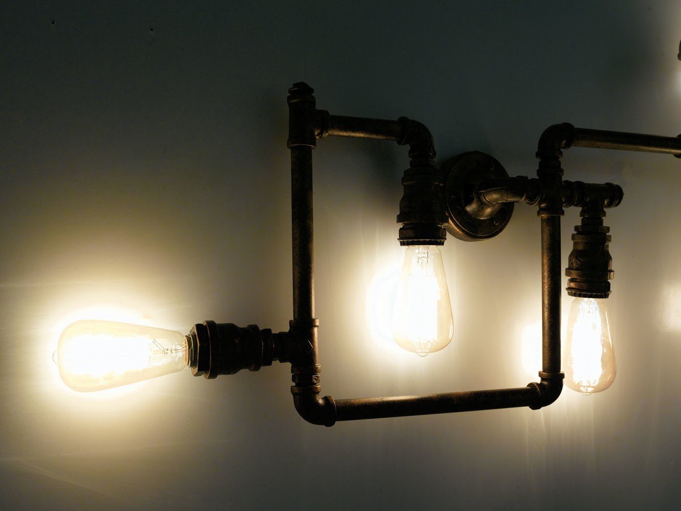 LUCE Design LED Treppenhaus Wandleuchte, flach innen, Lampe ausgefallene Rohr LED Rost rost 114cm Industrial antik wechselbar, warmweiß