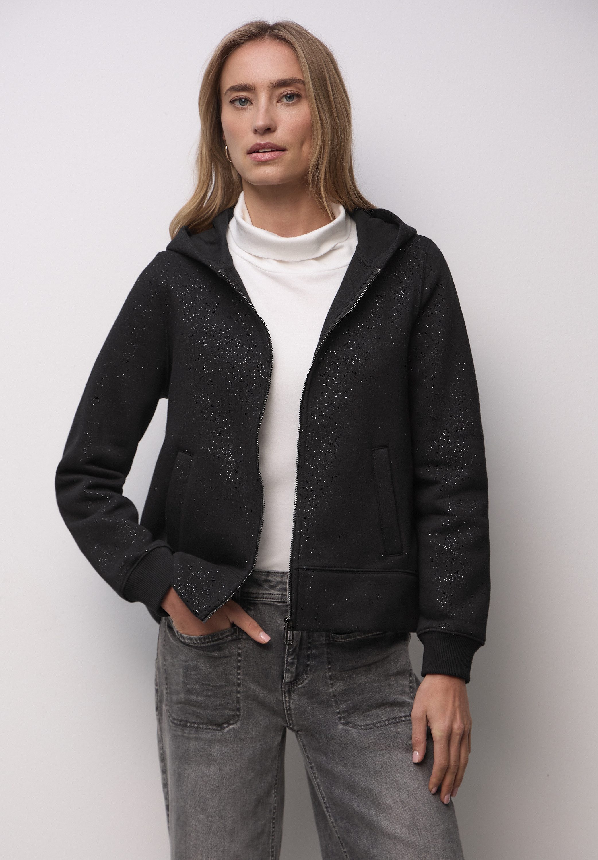 STREET ONE Sweatjacke im Glitzer-Look günstig online kaufen