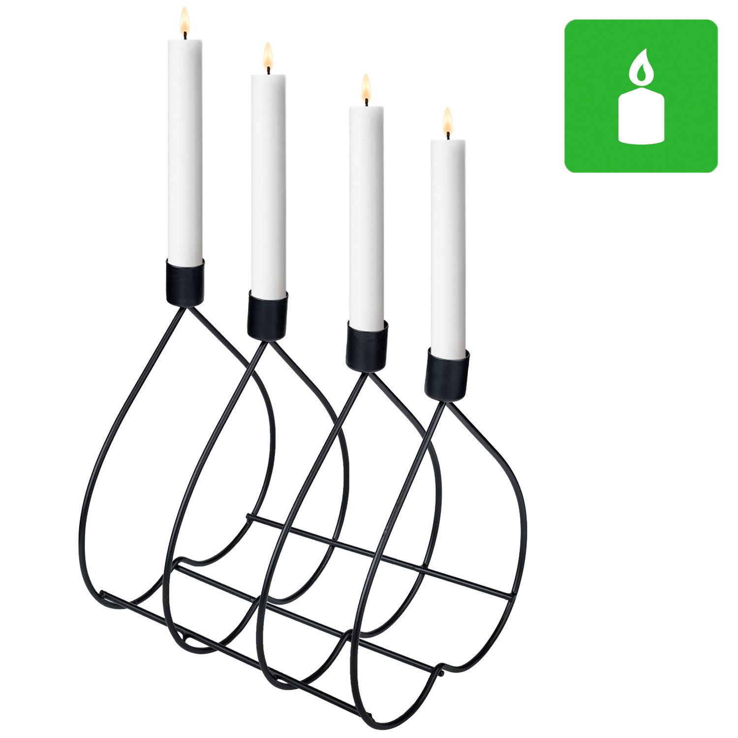 Marrakesch Orient & Mediterran Interior Adventskranz Moderner Adventskranz Kimle handgefertigt aus Metall in Schwarz, 22 cm, Handarbeit