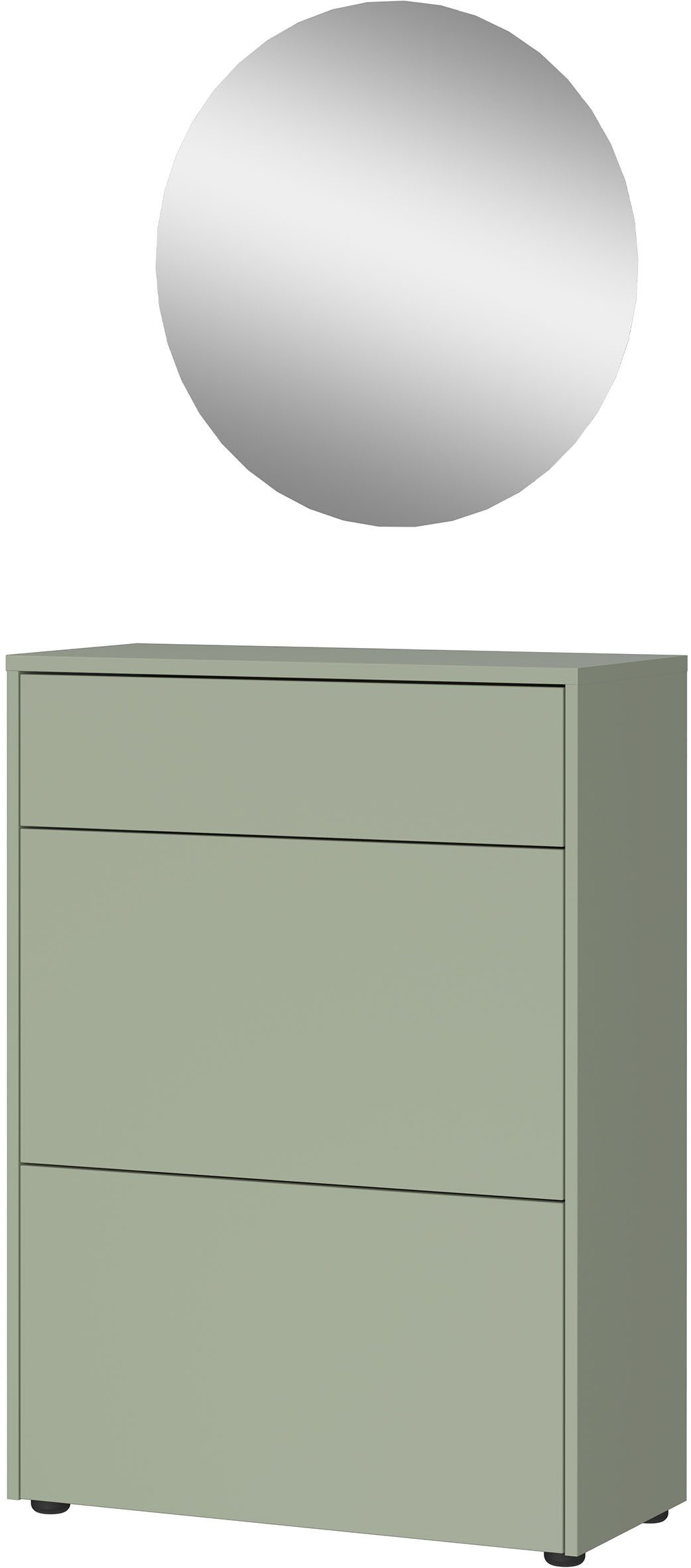 GERMANIA Garderoben-Set GW-Binetto, (2-St), mehrteiliges Set mit Schuhschrank und rundem Spiegel