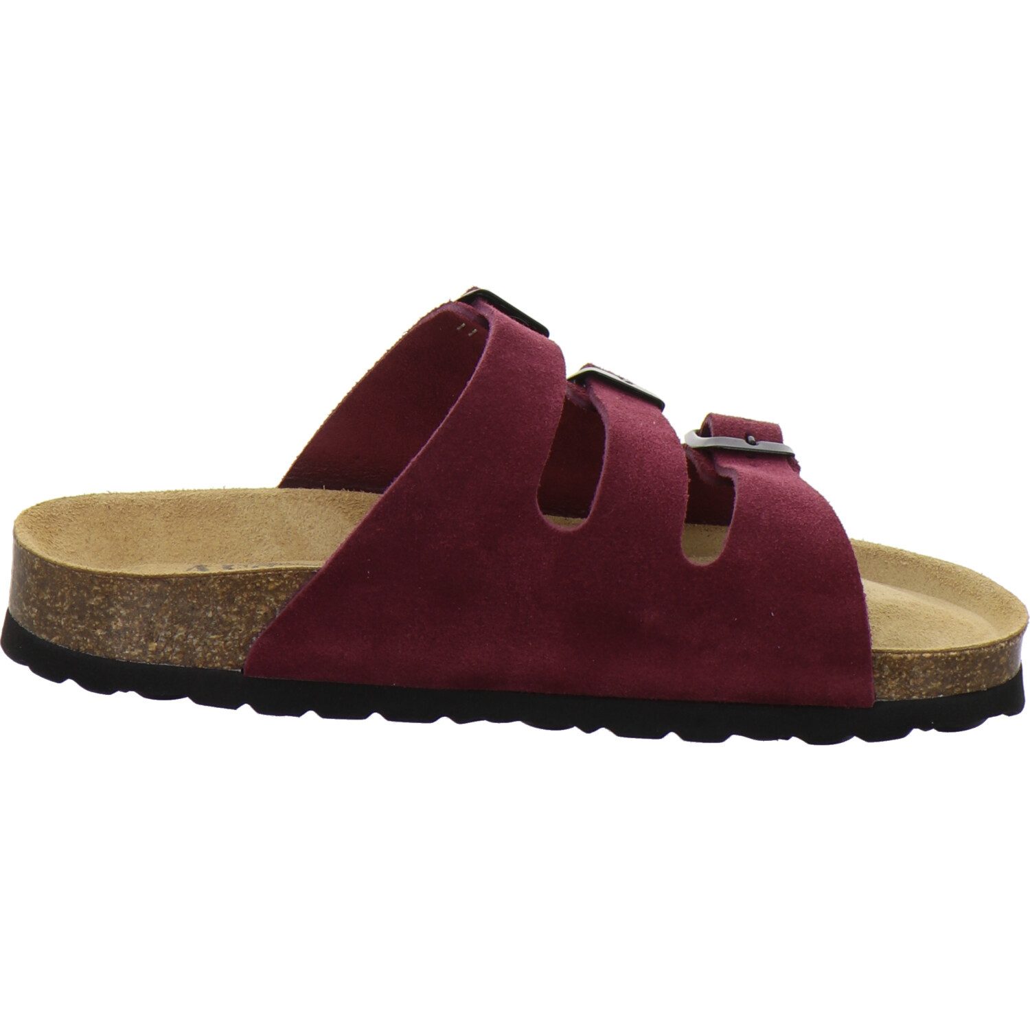 AFS-Schuhe 213337 Dreischnaller Pantolette für Damen mit Fußbett, bequeme Sandalen aus Leder