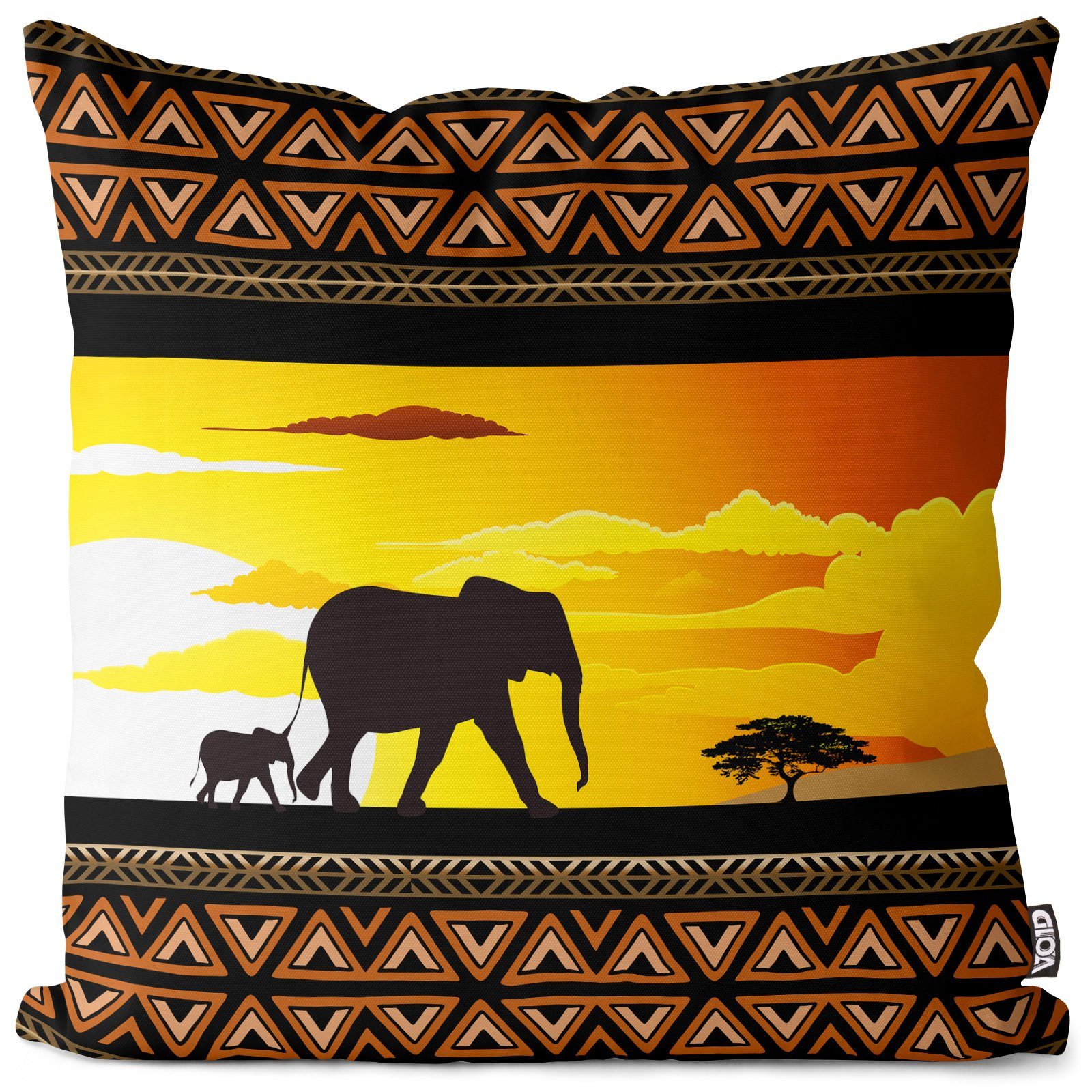 Kissenbezug, VOID (1 Stück), Sofa-Kissen Afrika Elefanten Giraffen Kissenbezug Elefant Afrika Safari Dschungel Zoo Tier