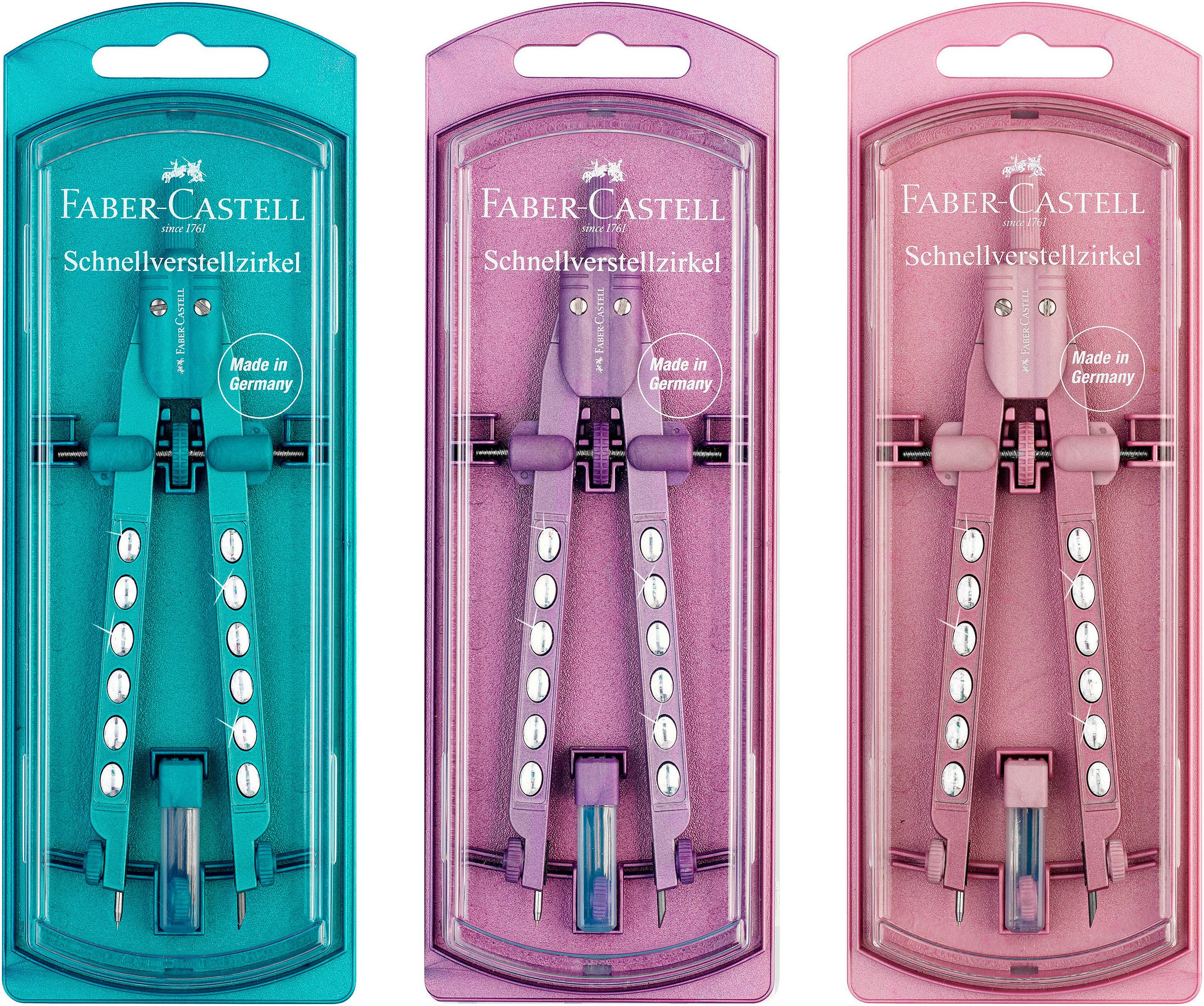 Faber-Castell Коло Schnellverstellzirkel Factory Sparkle, Lieferung erfolgt farblich sortiert!