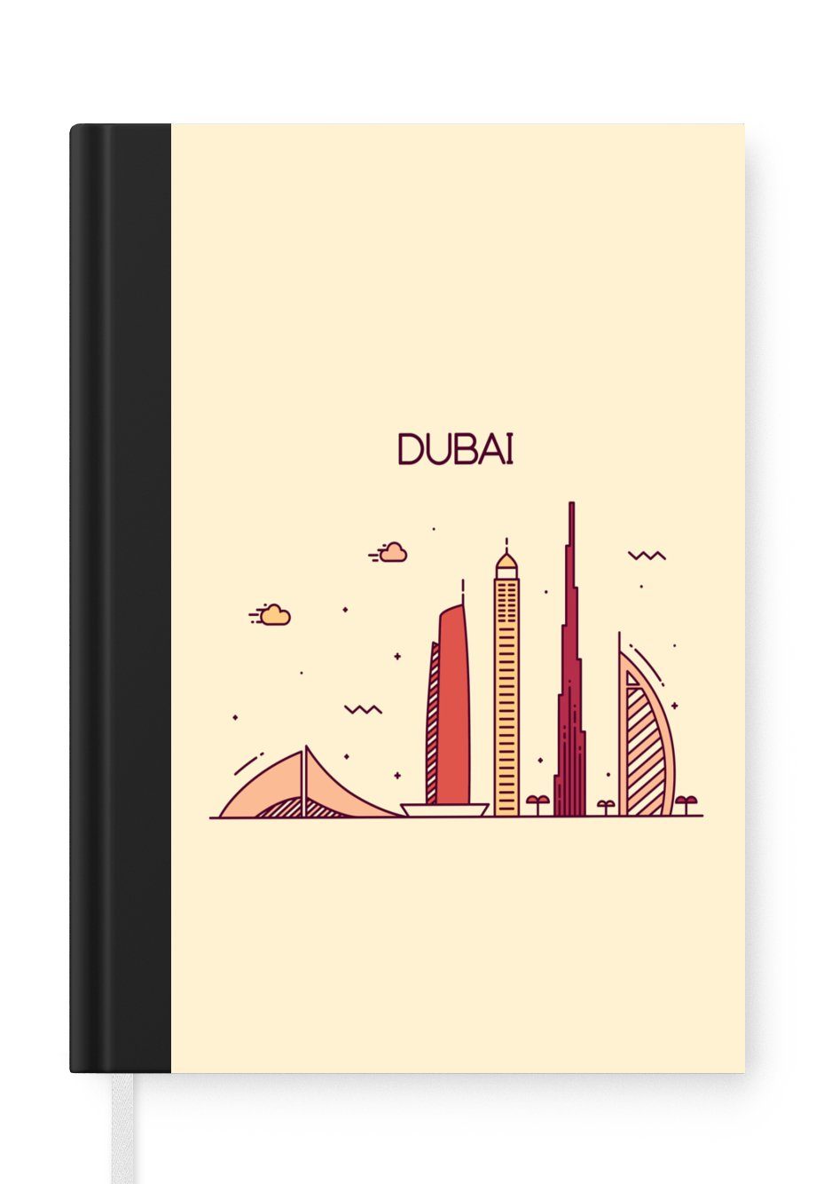 Notizheft, A5, Haushaltsbuch 98 Notizbuch Dubai, - Skyline - Merkzettel, Tagebuch, Asien Seiten, Journal, MuchoWow
