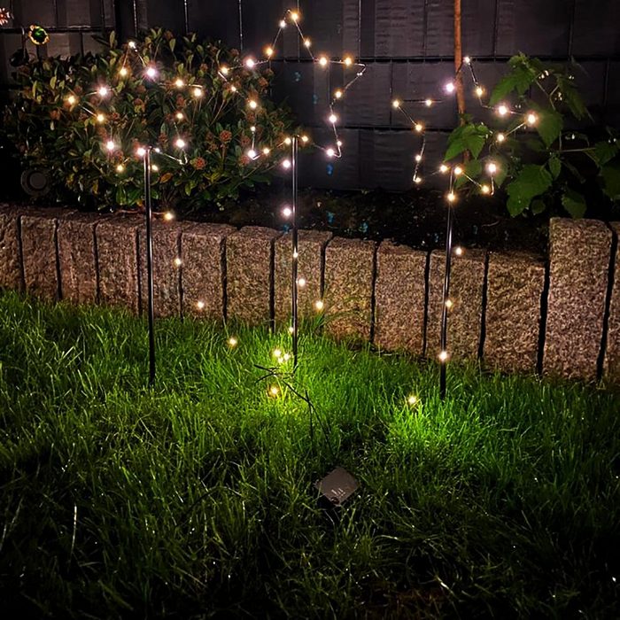Mojawo Lichtervorhang 3er Stern LED-Gartenleuchtstäbe Weihnachtsbeleuchtung Batterie Außenbeleuchtung