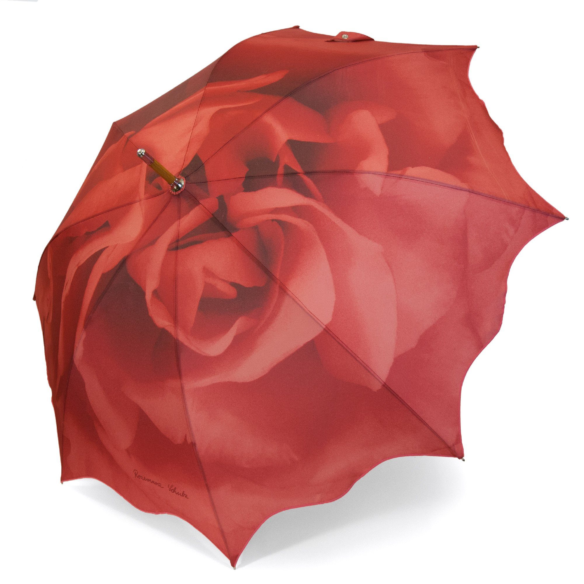 ROSEMARIE SCHULZ Heidelberg Stockschirm für Mit Rose Stockregenschirm Motiv rot Regenschirm Motiv Damen