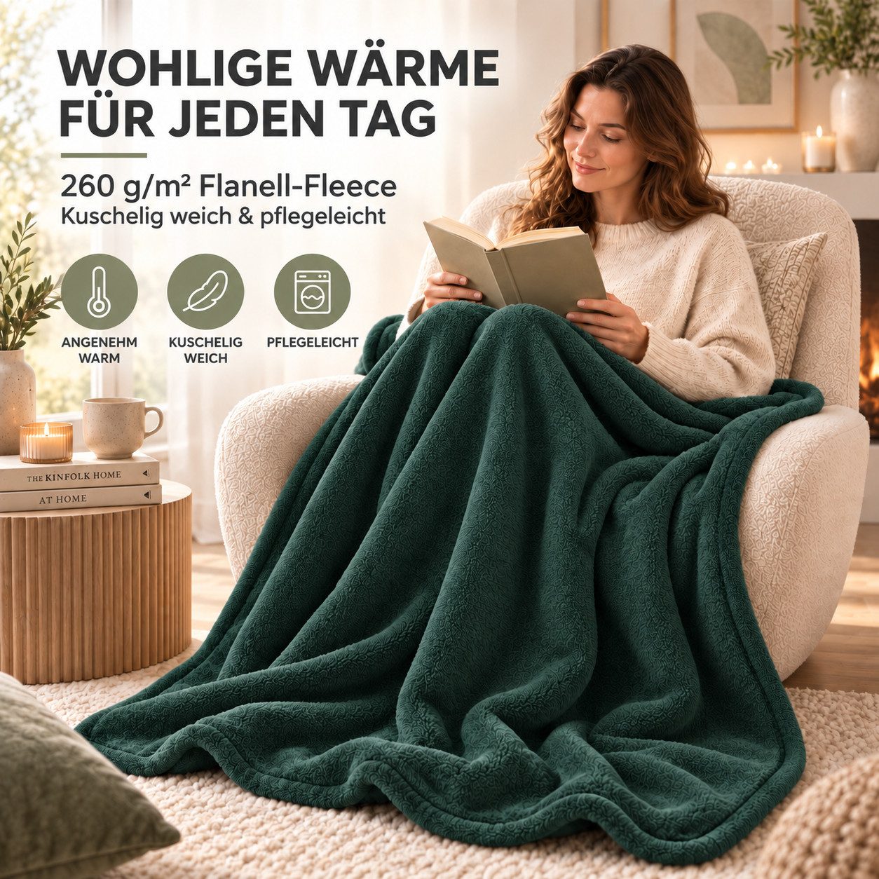 Wohndecke Kuscheldecke 260 g/m², flauschige Wohndecke, Fleecedecke, Oeko-Tex, Komfortec – Bild 4 von 5