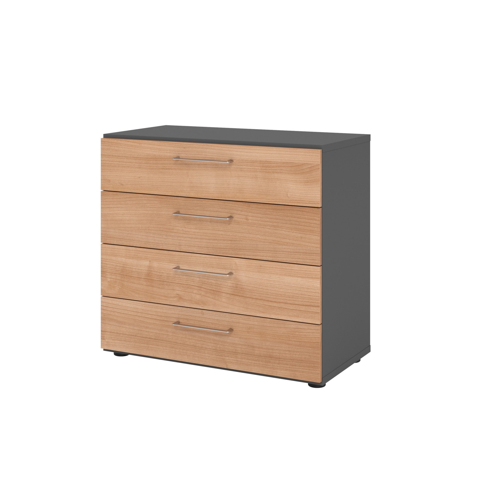 Hängeschuhschrank Regal 2OH 4 Schübe graphit/Nussbaum