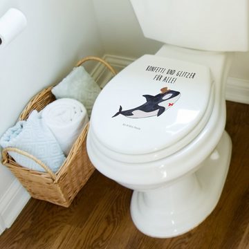 Mr. & Mrs. Panda WC-Sitz Orca Zylinder - Weiß - Geschenk, Glückwunsch, WC-Sitz, Meer, Urlaub, (1-St), UV-resistenter Druck