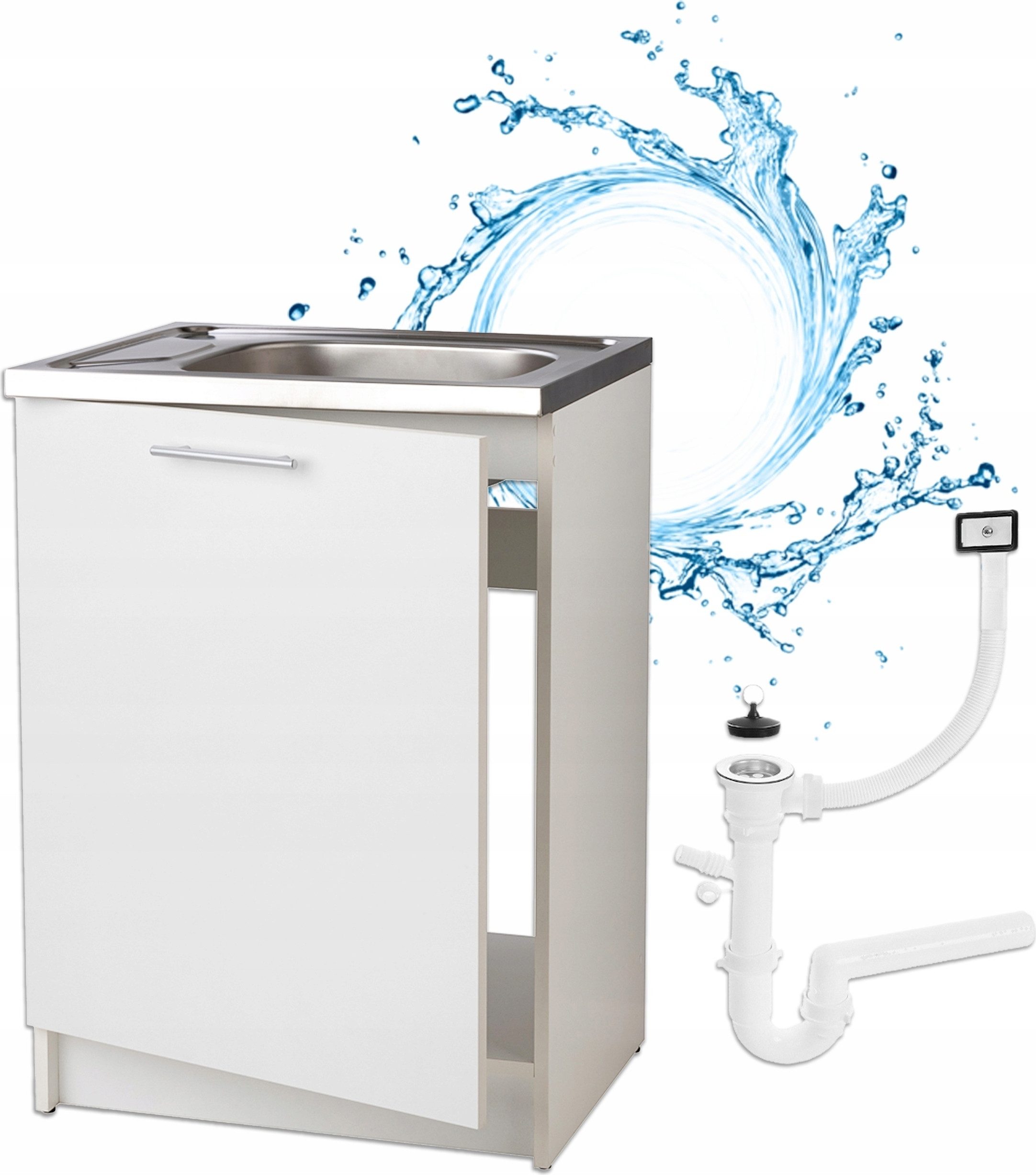 STAMAR Spülenschrank Küchenschrank 60cm Weiß Spüle Deante Edelstahl Siphon günstig online kaufen