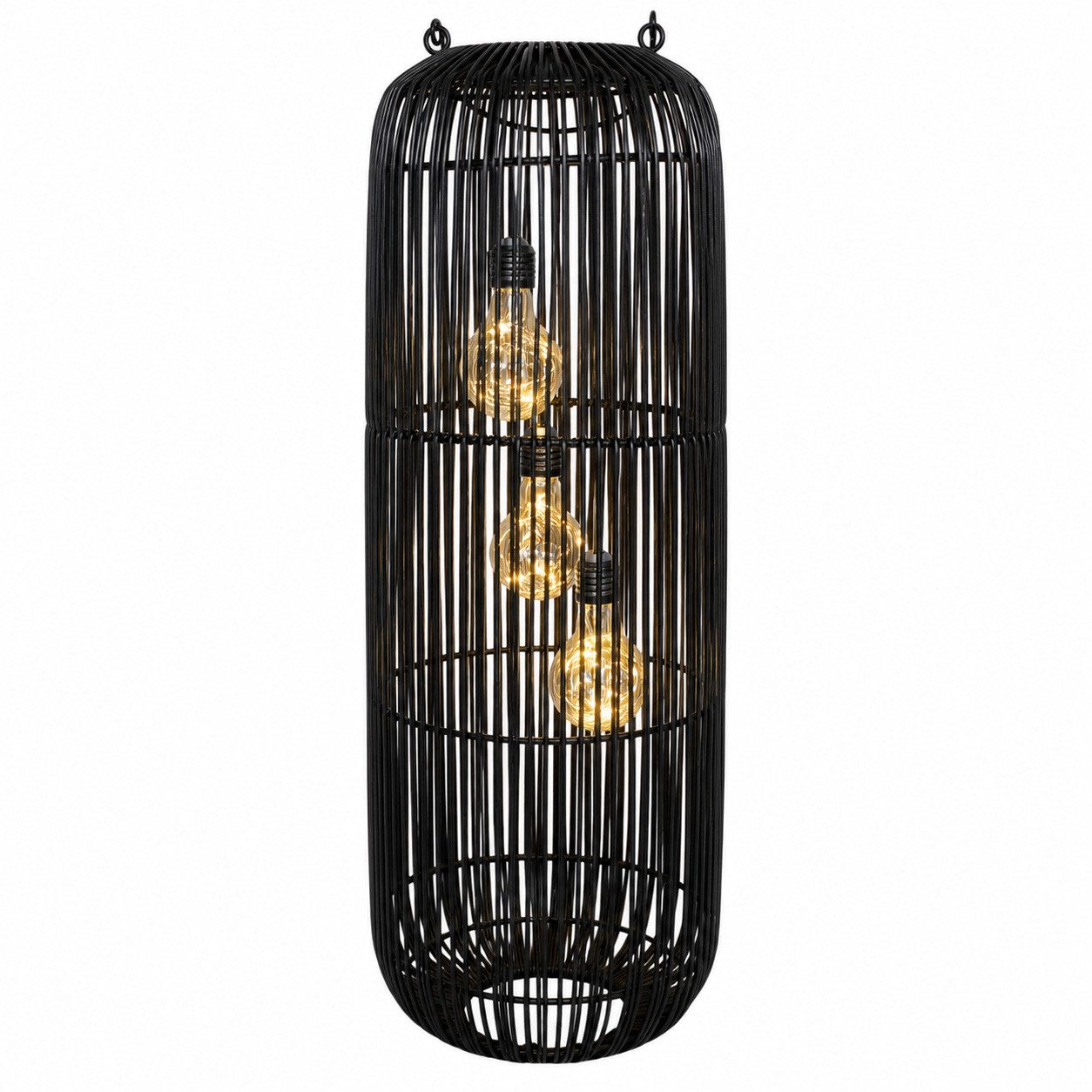 formano LED Laterne Solarlaterne Außen Garten Rattan Look Laterne 60 cm schwarz, LED fest integriert