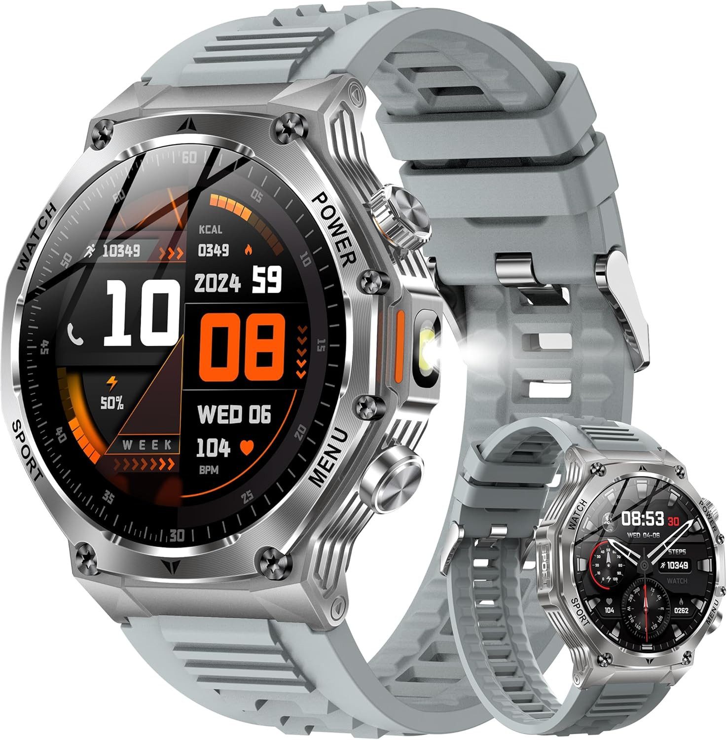SGDDFIT Smartwatch (4,6 cm, android ios), Smartwatch Herren 1.85" AMOLED Display mit Bluetooth Anrufen
