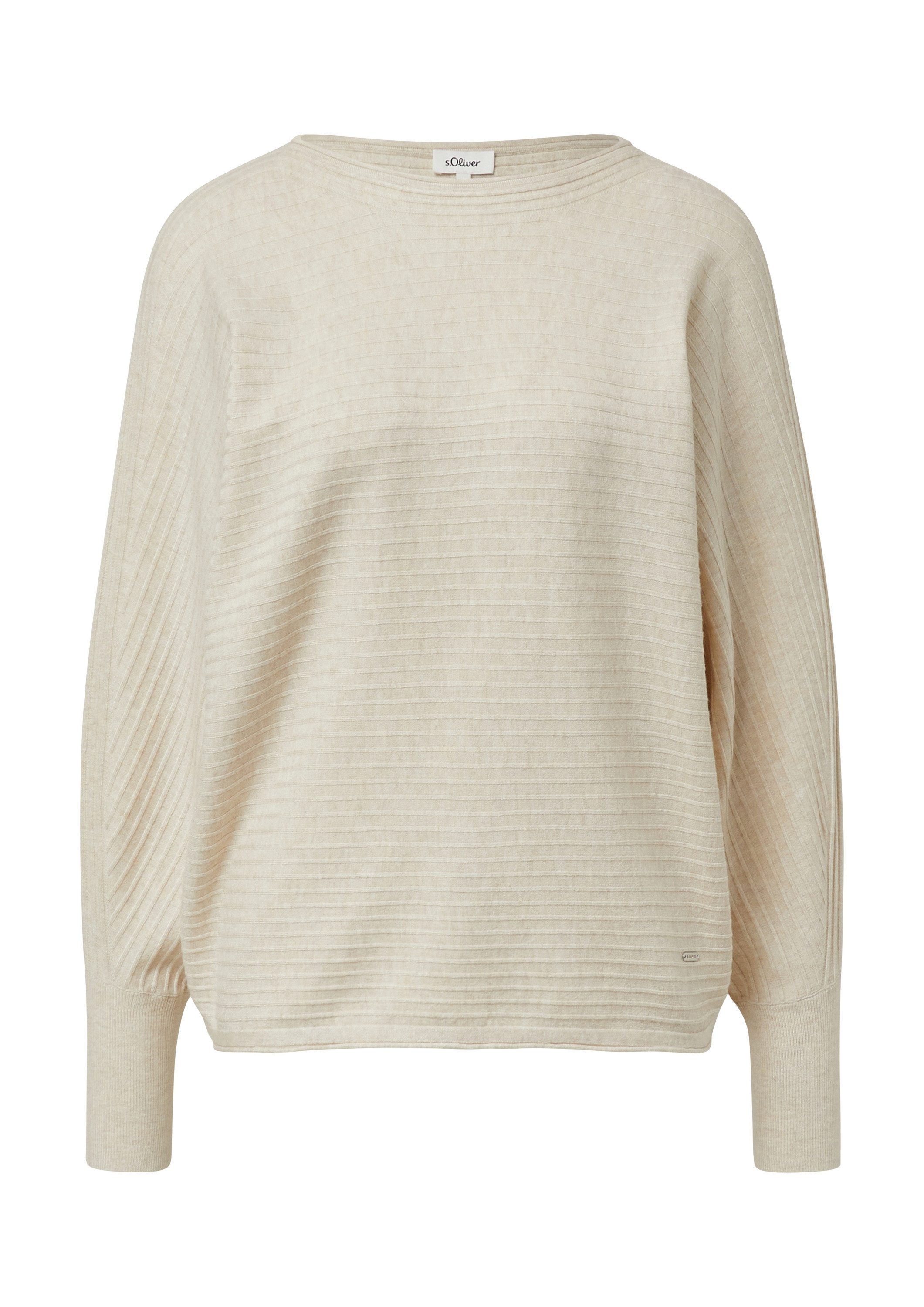 s.Oliver Longpullover Strickpullover Pullover in Rippstruktur mit Fledermau günstig online kaufen