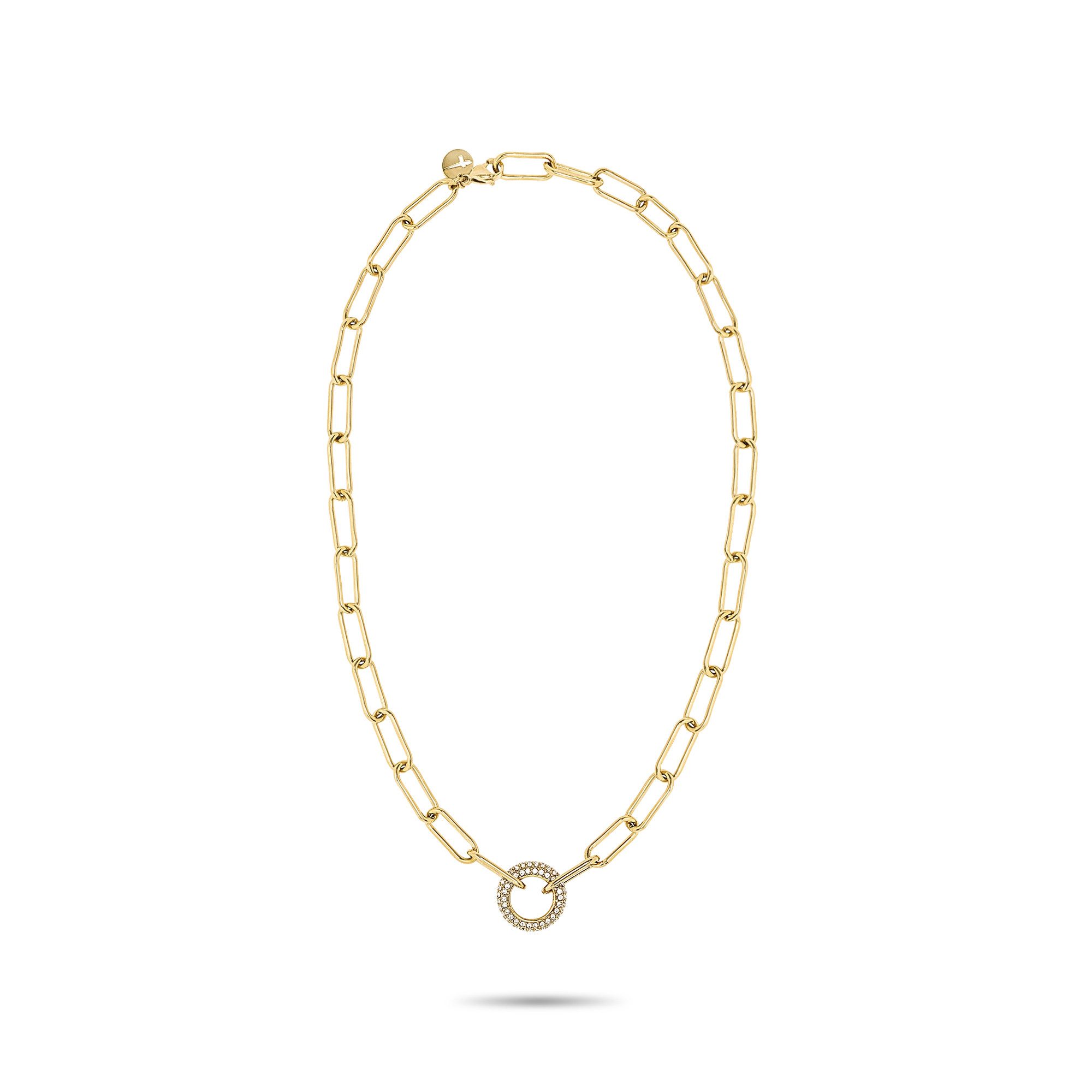 Tamaris Gliederkette Schmuck Geschenk Edelstahl Halskette mit Glitter Donut, mit Glasstein