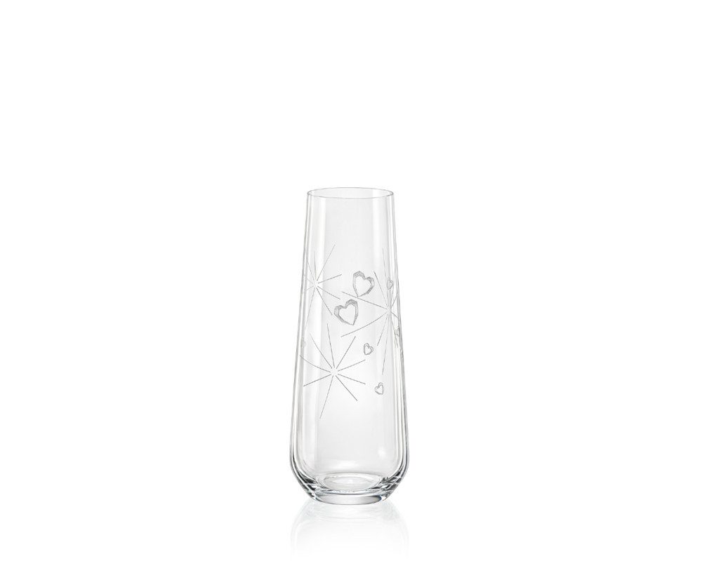 Crystalex Sektglas SPARKLY LOVE mit Gravur 250 ml 2er Set, 2-tlg., Kristallglas, Kristallglas, ohne Fuß, Gravur